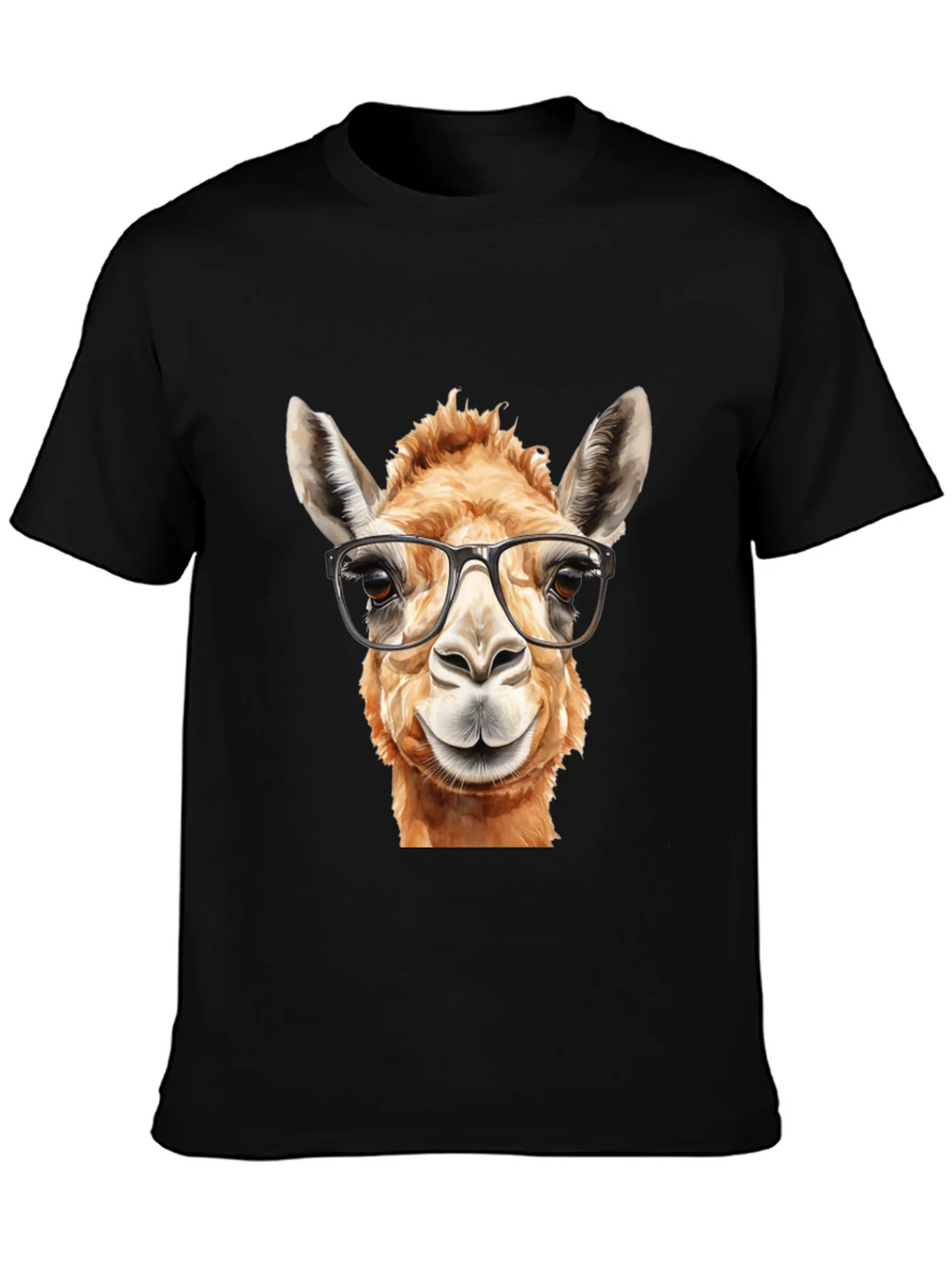 Llama with Glasses Black T-Shirt product image 3