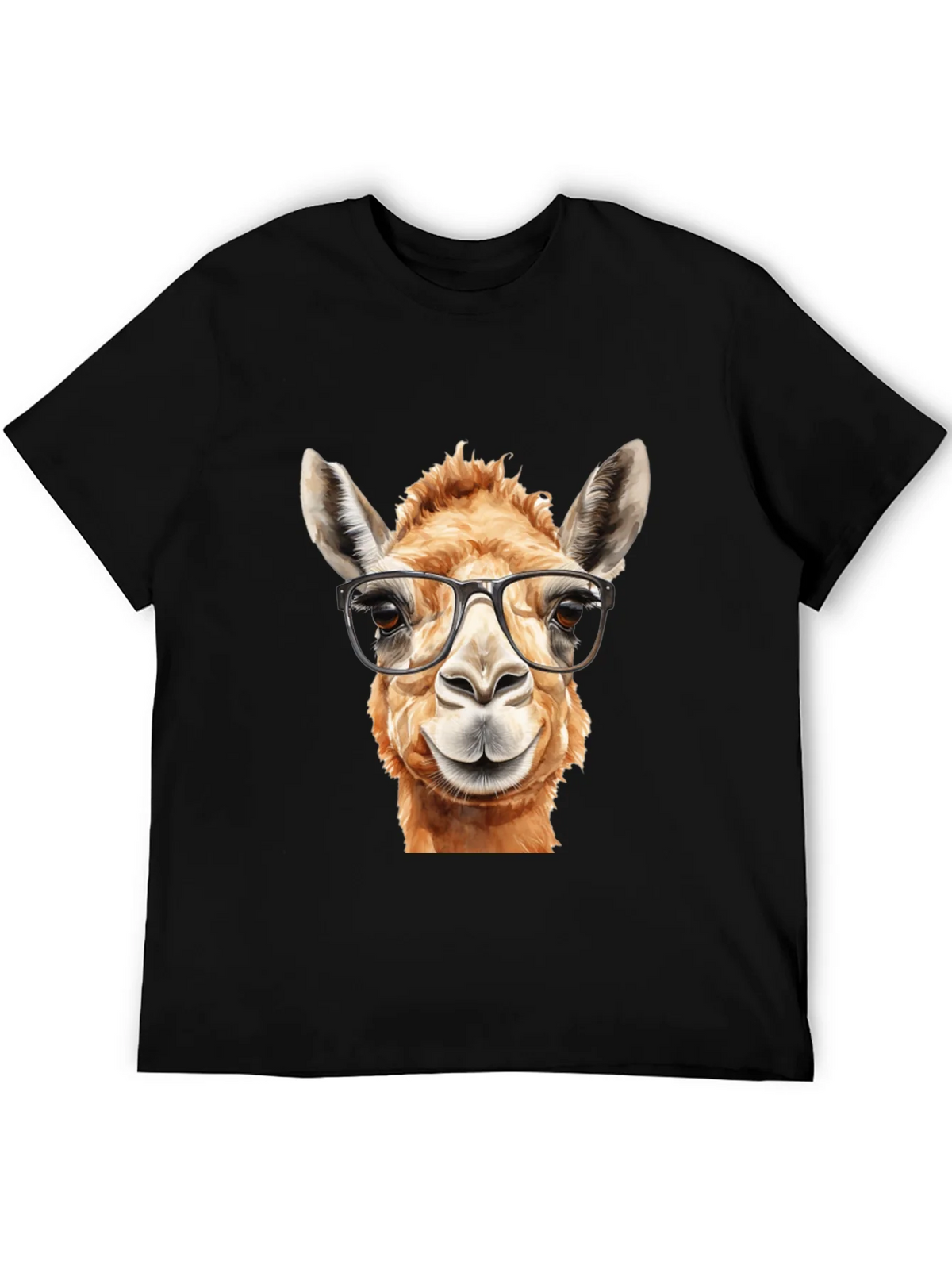Llama with Glasses Black T-Shirt product image 5