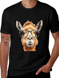 Llama with Glasses Black T-Shirt product image 1