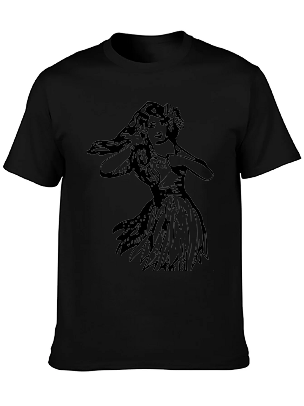 Vintage Hula Girl Graphic Tee - Black Cotton T-Shirt product image 3