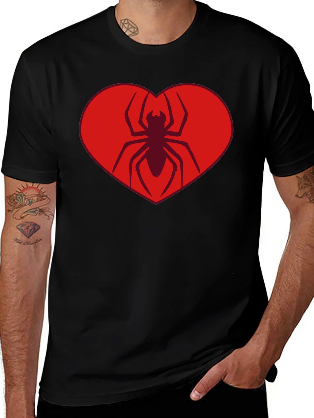 Spider Heart Tee - Cool Graphic Black T-Shirt product image 1