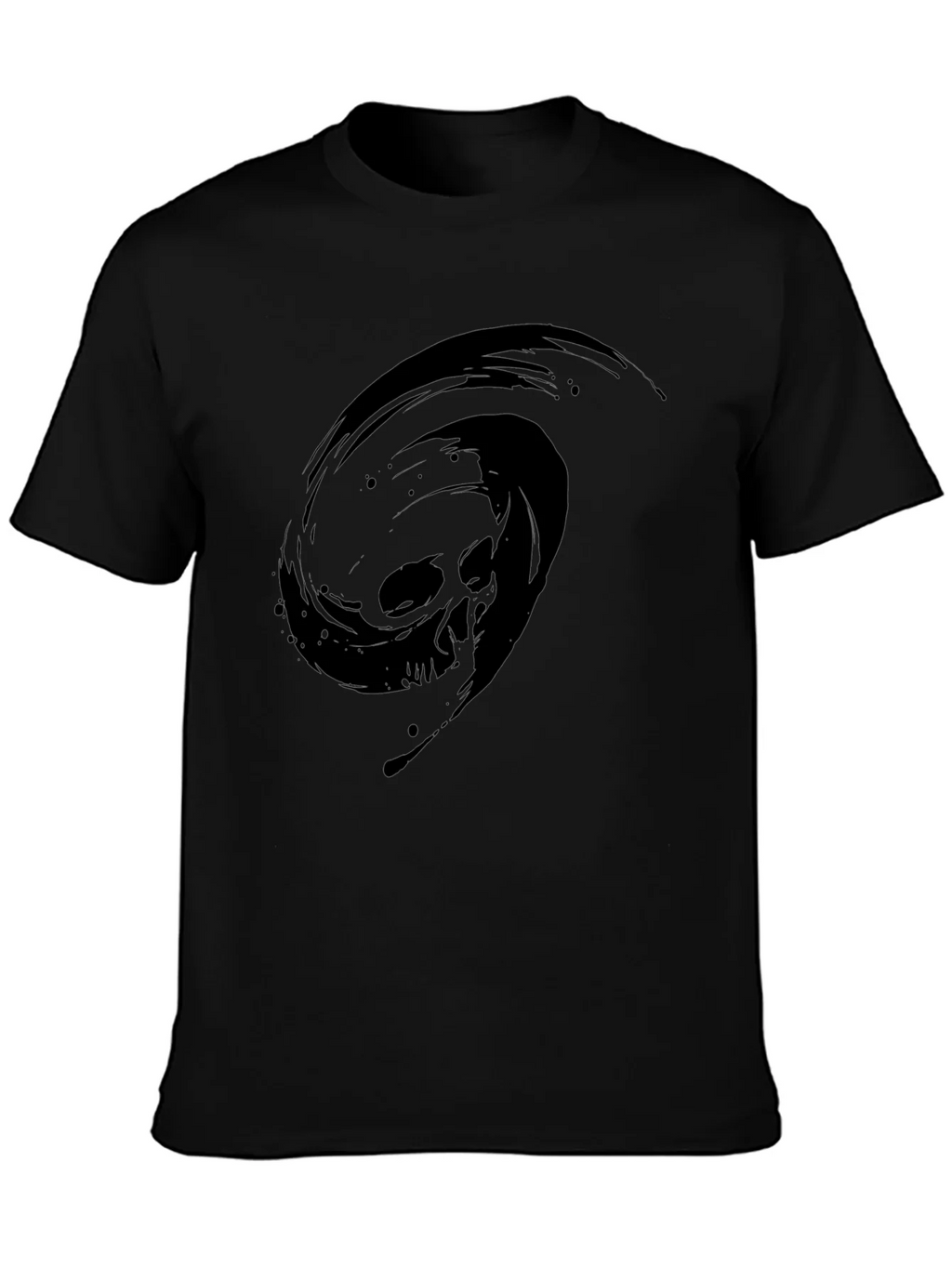Black T-Shirt with Skull Vortex Design product image 3