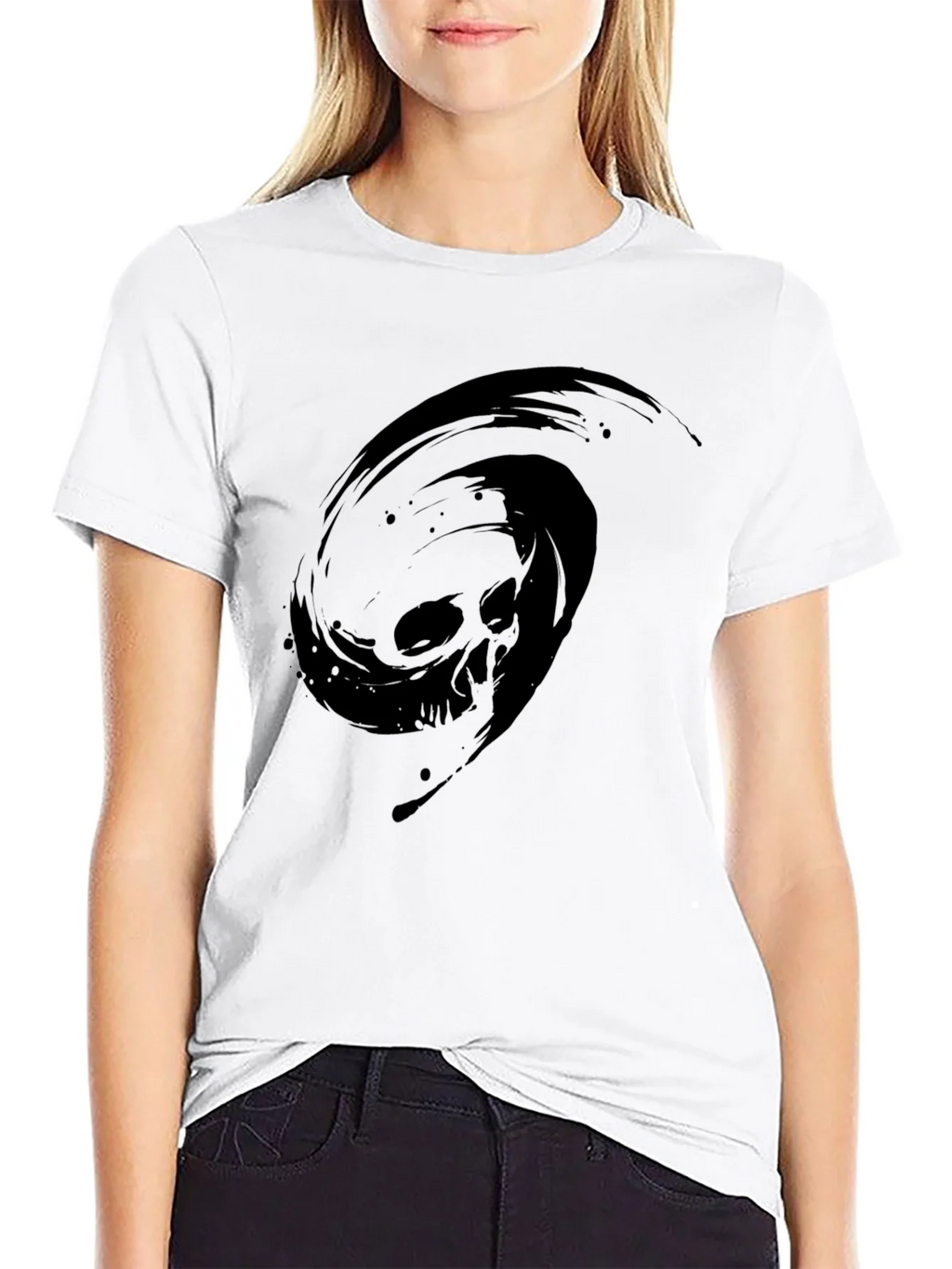 Black T-Shirt with Skull Vortex Design product image 8