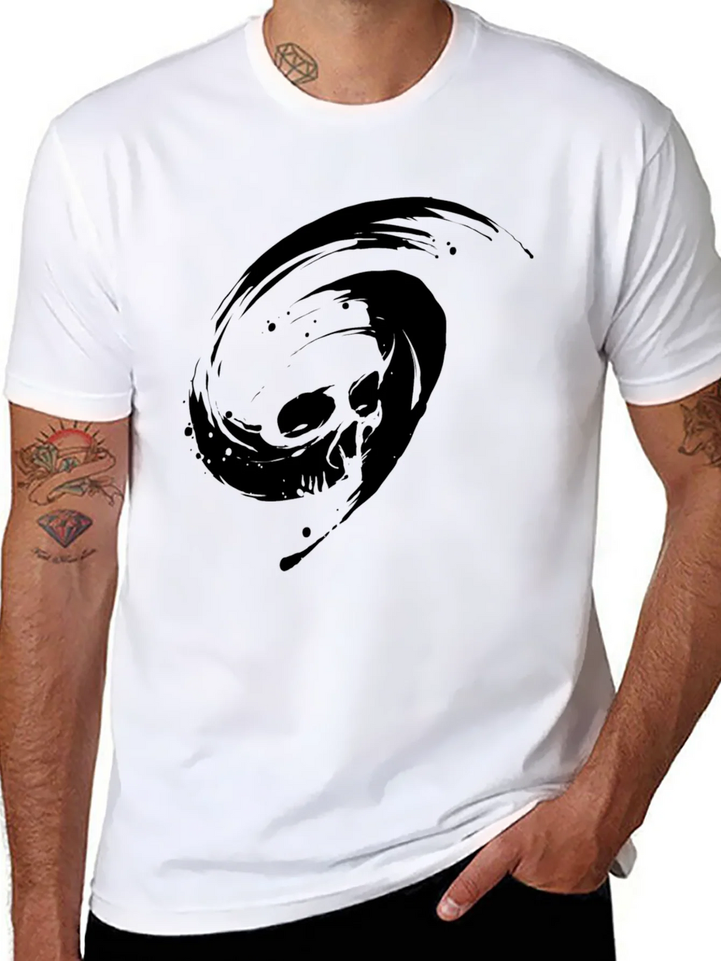 Black T-Shirt with Skull Vortex Design product image 7