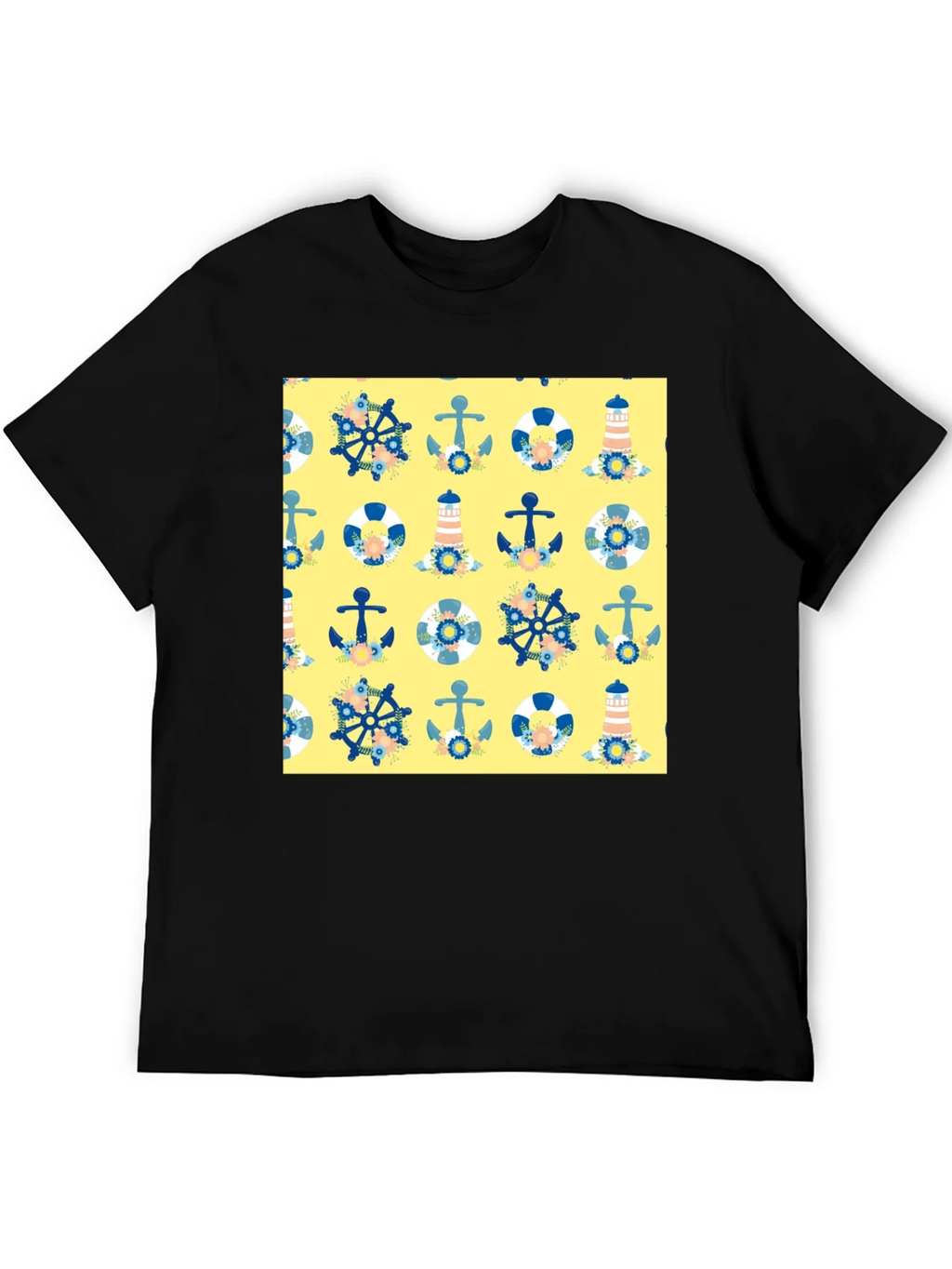 Nautical Pattern T-Shirt - Anchor Wheel Life Preserver product image 5