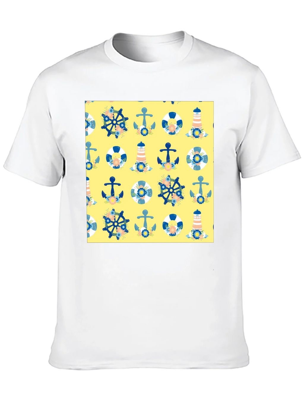 Nautical Pattern T-Shirt - Anchor Wheel Life Preserver product image 9