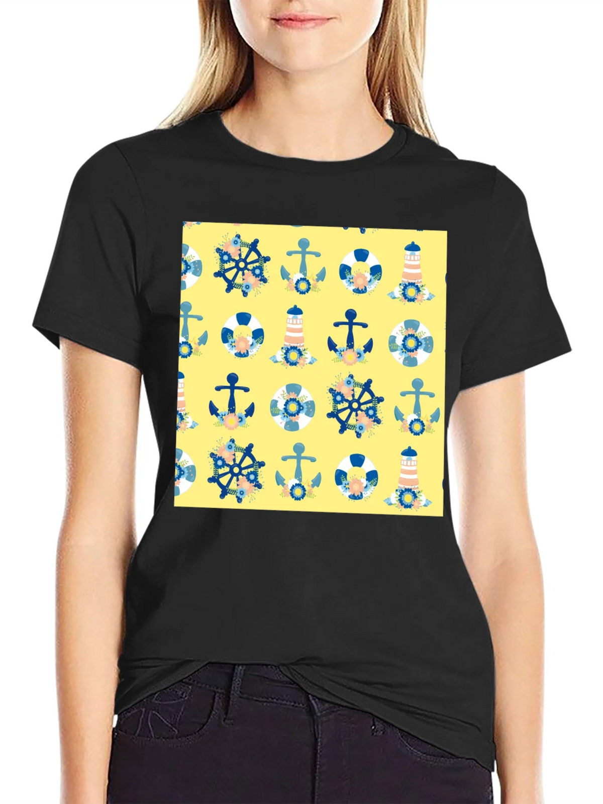 Nautical Pattern T-Shirt - Anchor Wheel Life Preserver product image 2