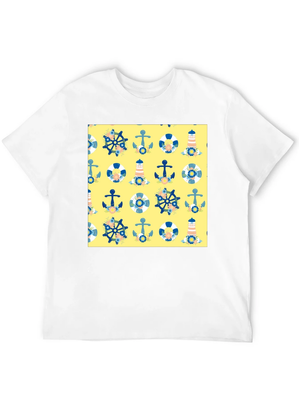 Nautical Pattern T-Shirt - Anchor Wheel Life Preserver product image 11