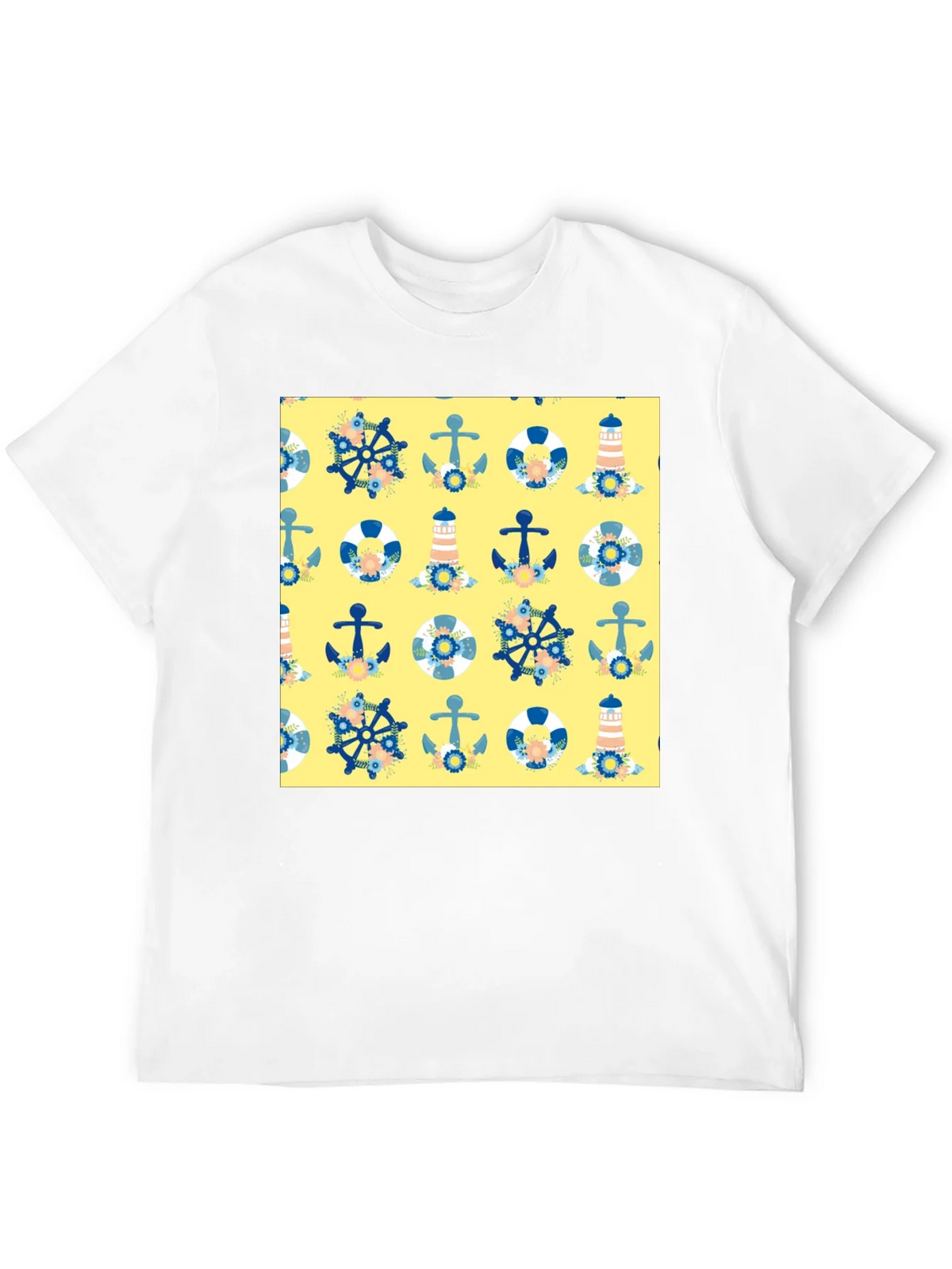 Nautical Pattern T-Shirt - Anchor Wheel Life Preserver product image 11