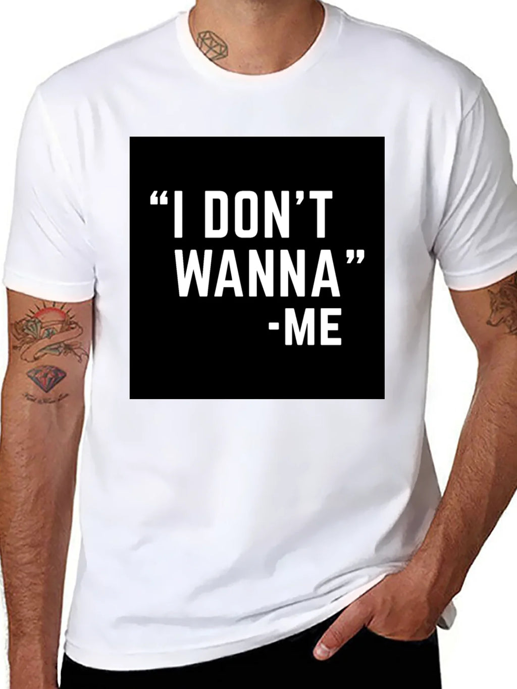 I DONT WANNA - ME Graphic T-Shirt Black product image 7