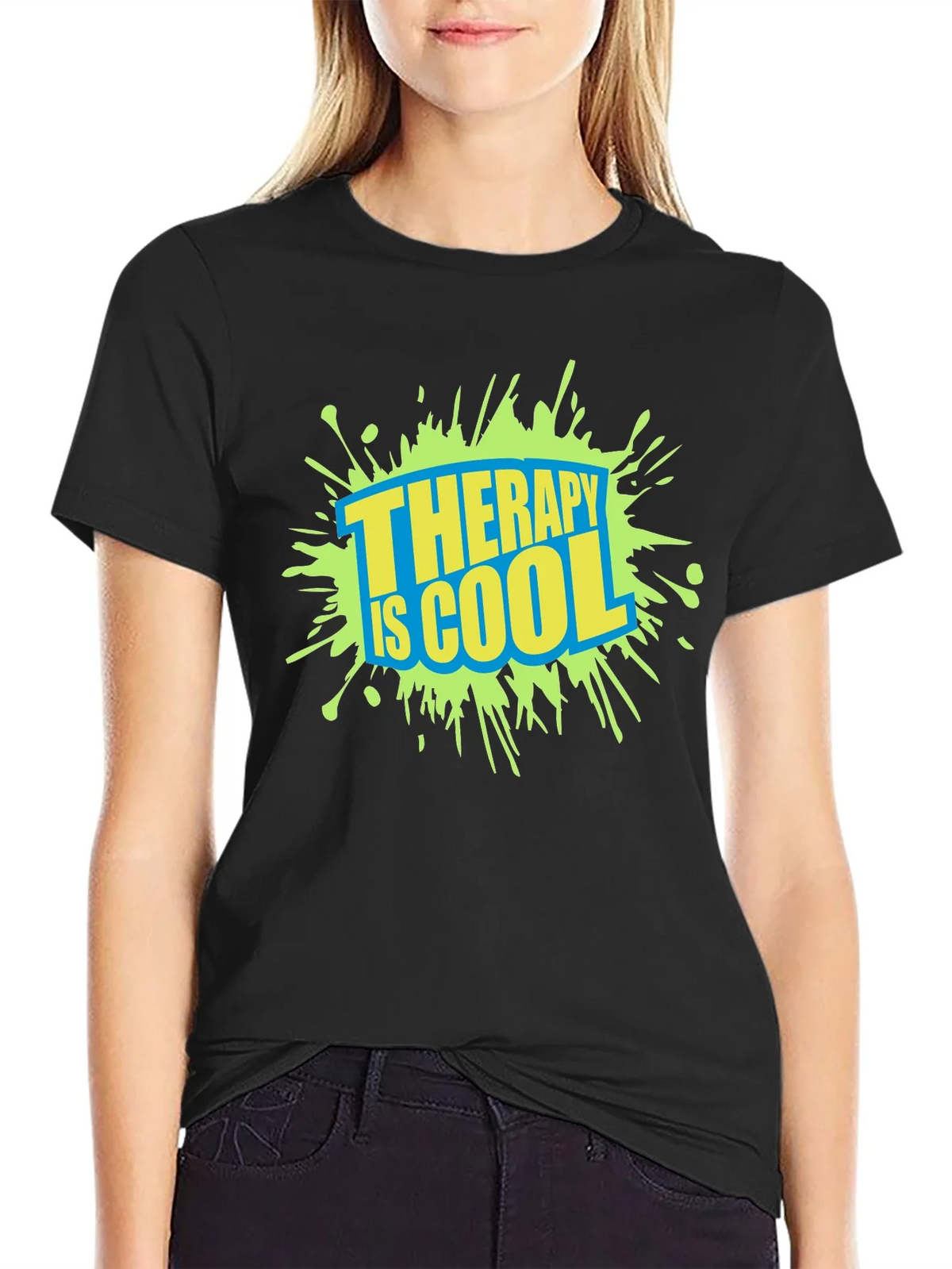 Therapy is Cool Graphic Tee - Trendy Black T-Shirt product image 2