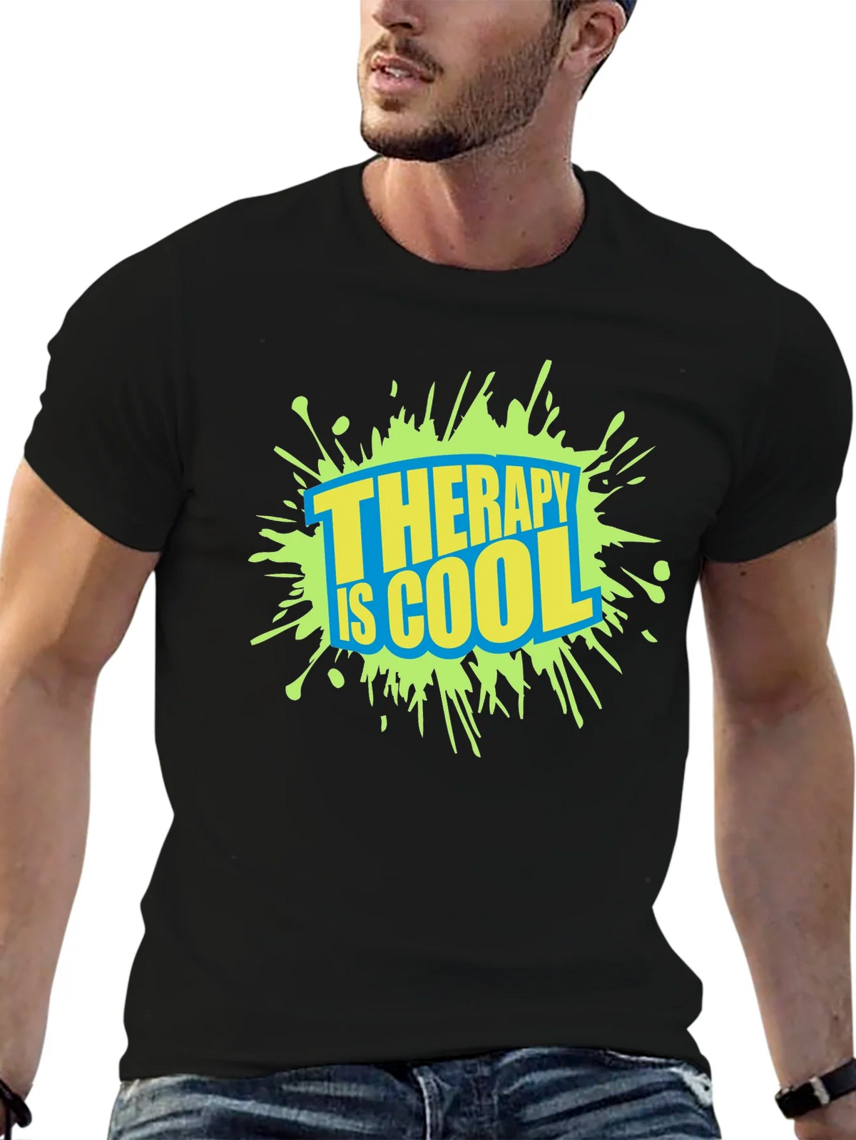 Therapy is Cool Graphic Tee - Trendy Black T-Shirt product image 6