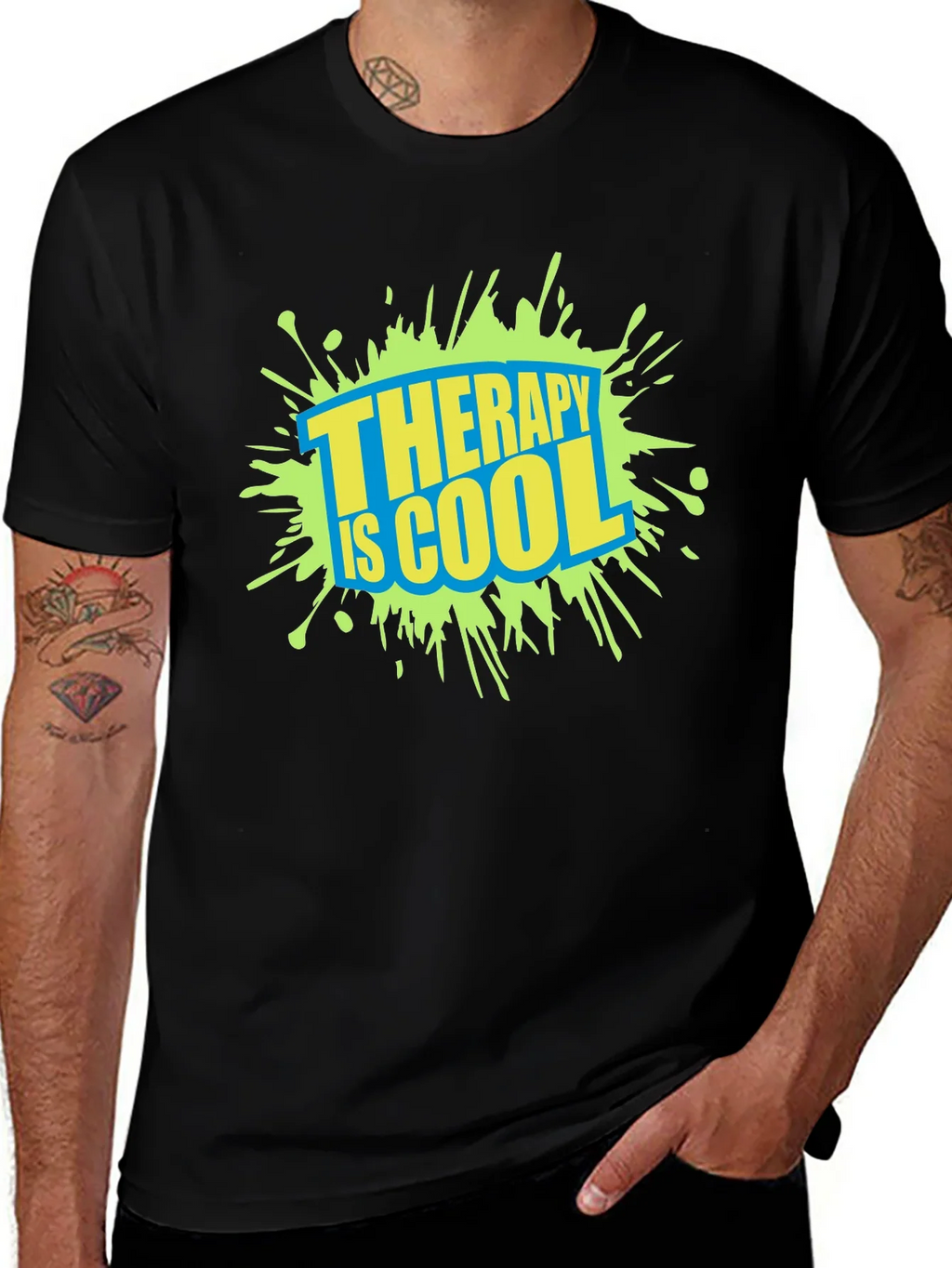 Therapy is Cool Graphic Tee - Trendy Black T-Shirt product image 1