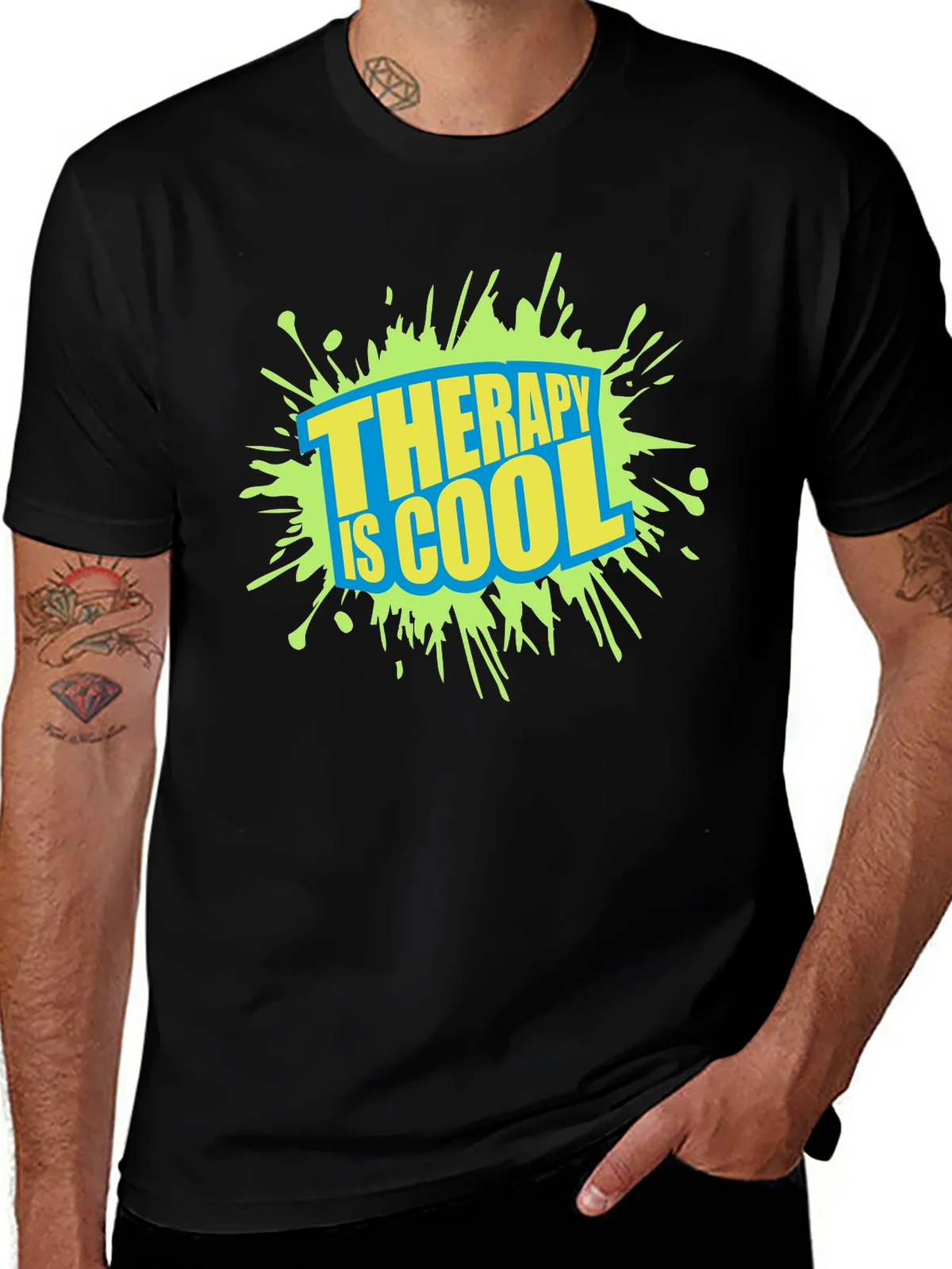 Therapy is Cool Graphic Tee - Trendy Black T-Shirt product image 1
