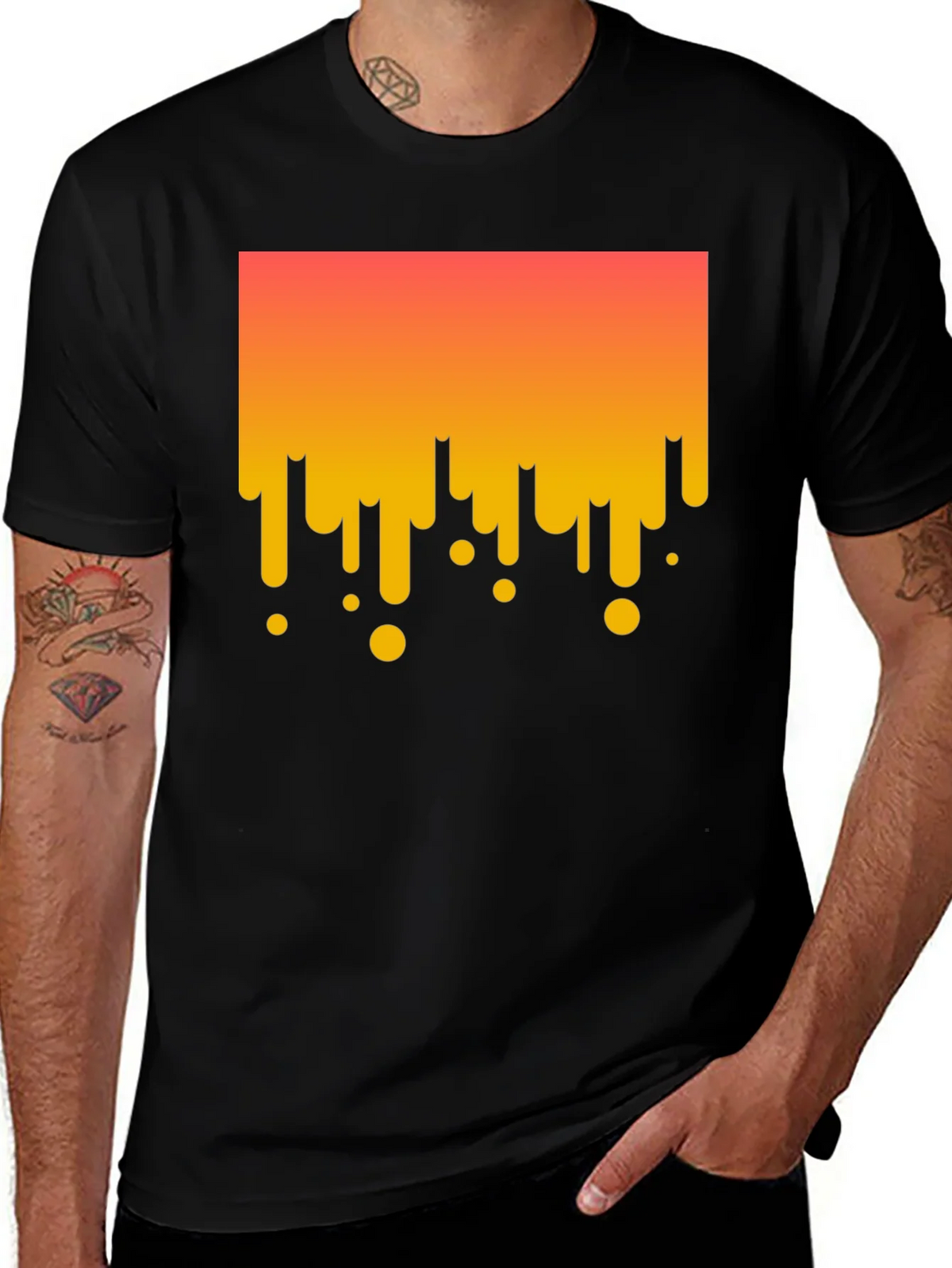 Modern Drip Graphic Tee - Stylish Black Cotton T-Shirt product image 1