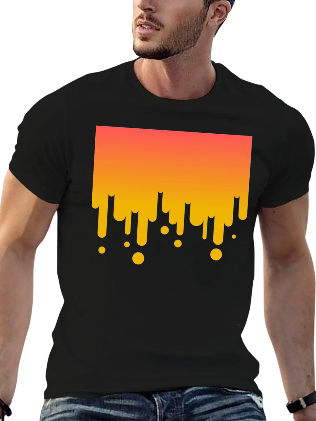 Modern Drip Graphic Tee - Stylish Black Cotton T-Shirt product image 6