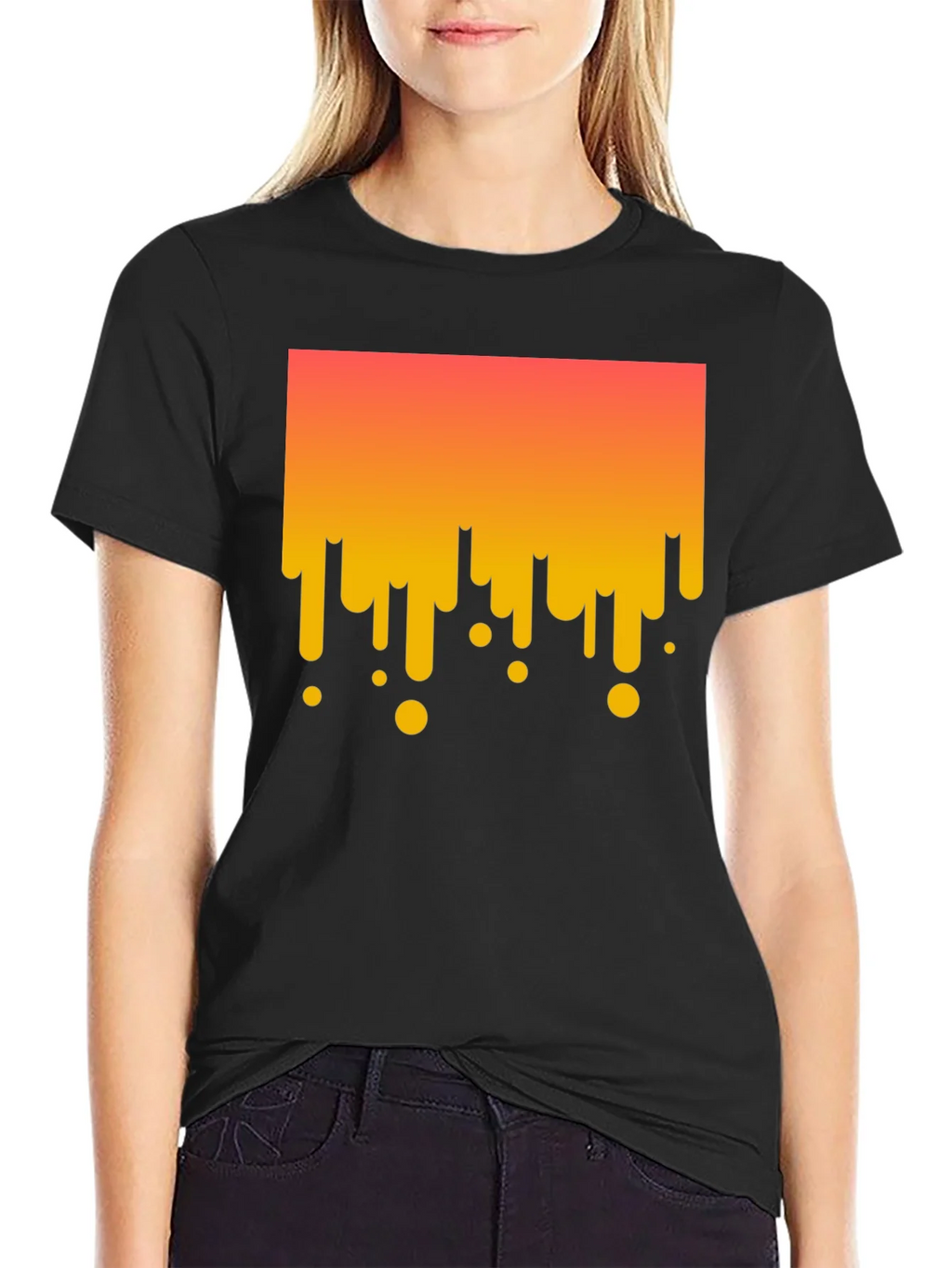 Modern Drip Graphic Tee - Stylish Black Cotton T-Shirt product image 2