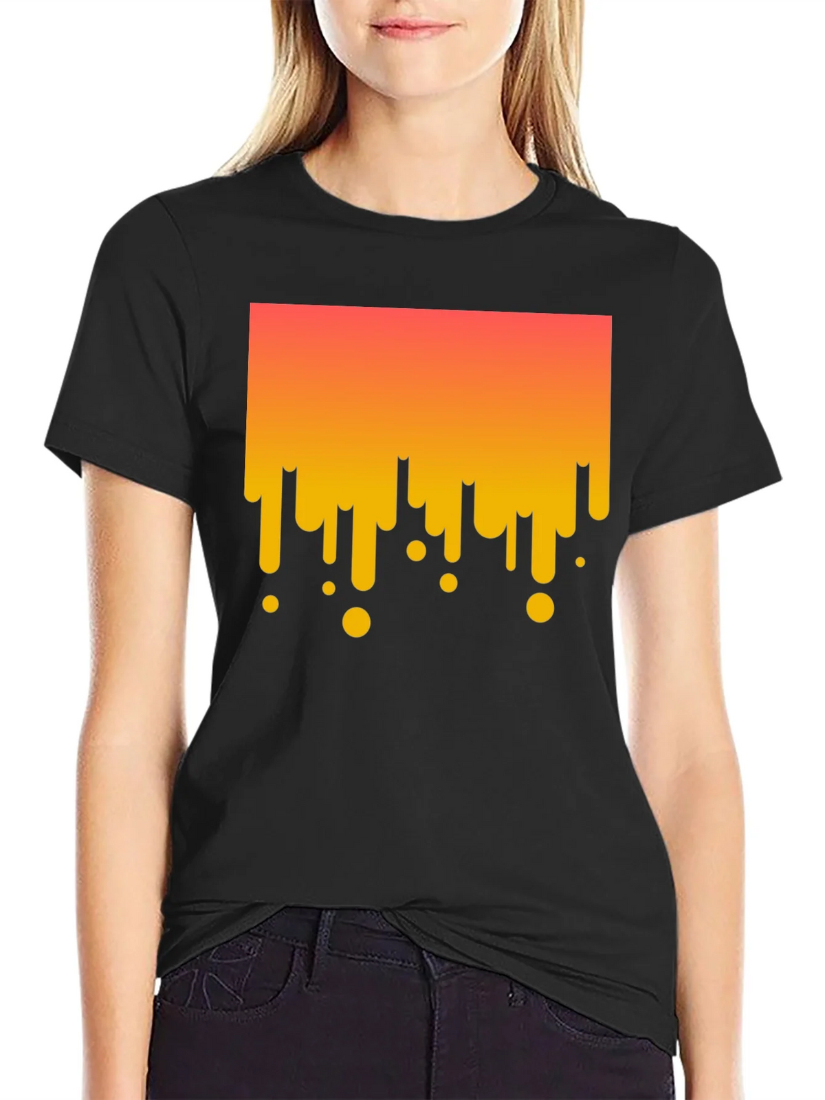 Modern Drip Graphic Tee - Stylish Black Cotton T-Shirt product image 2
