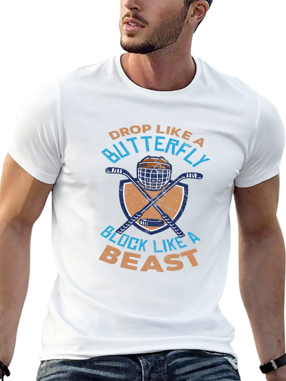 Hockey Goalie T-Shirt: Drop Like a Butterfly Block a Beast product image 3