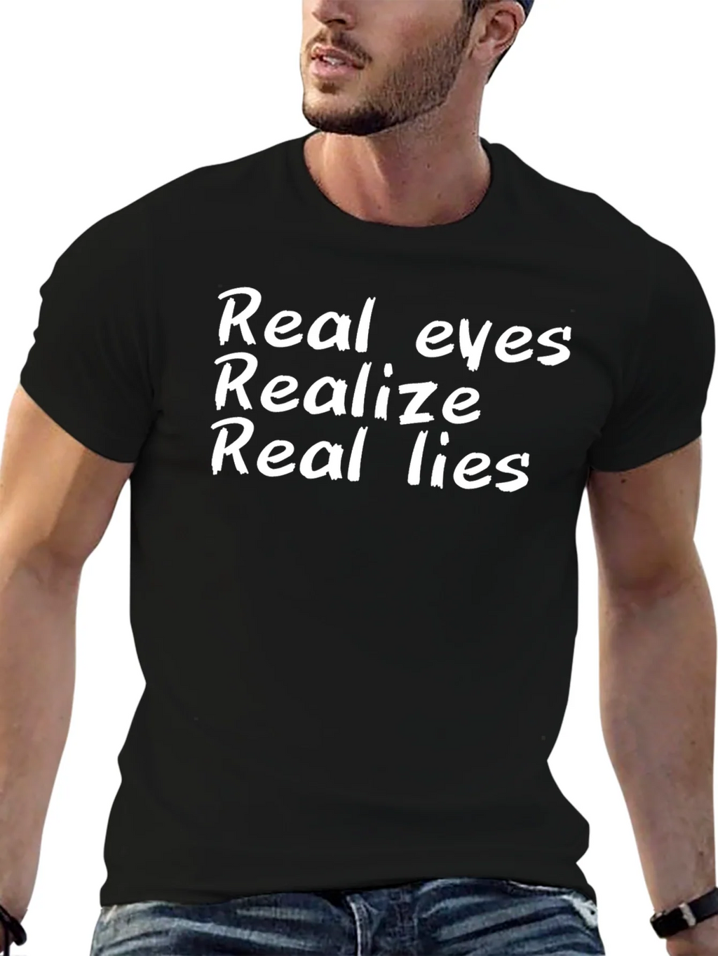 Real Eyes Realize Lies Black T-Shirt product image 6