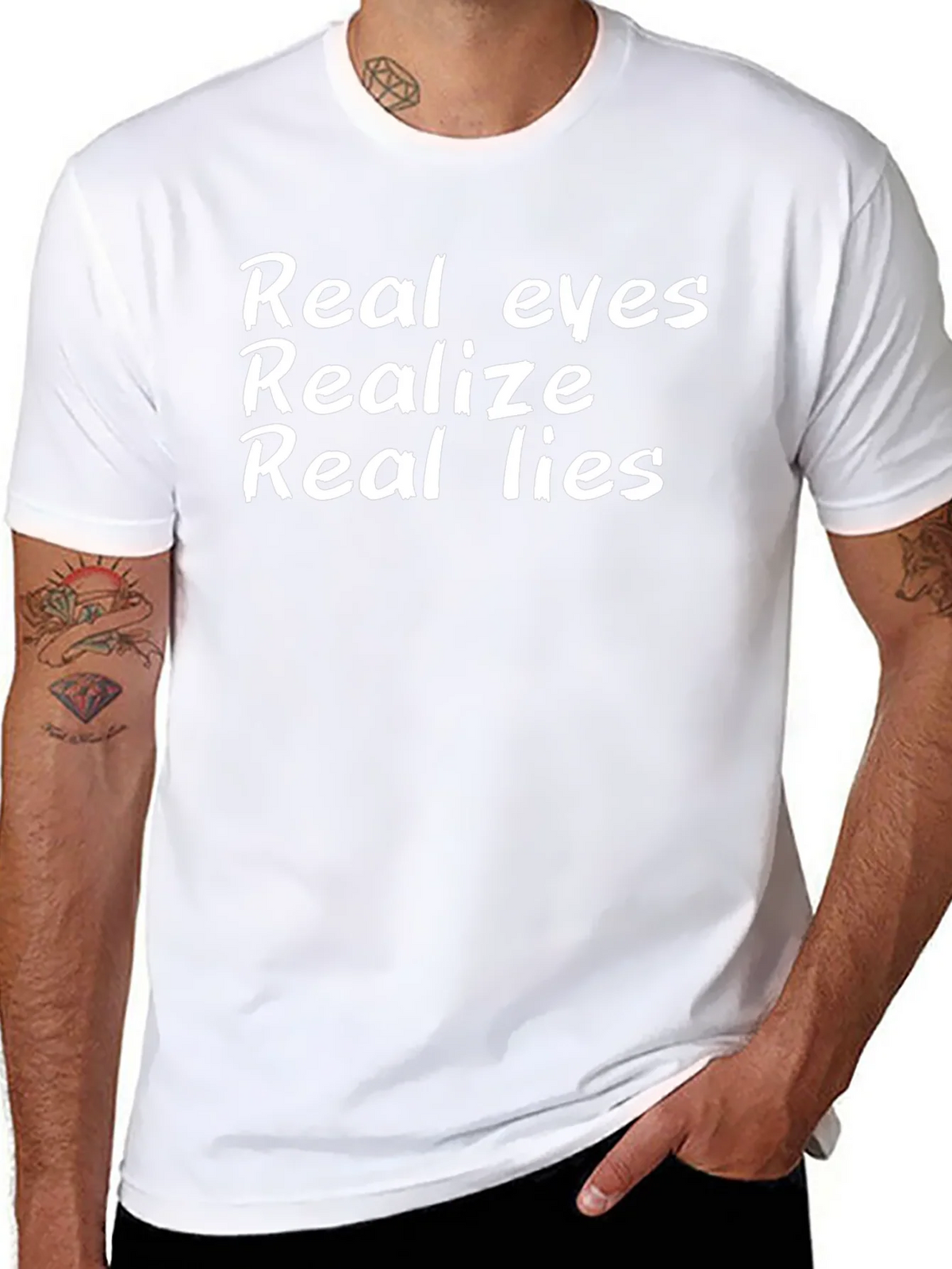 Real Eyes Realize Lies Black T-Shirt product image 7
