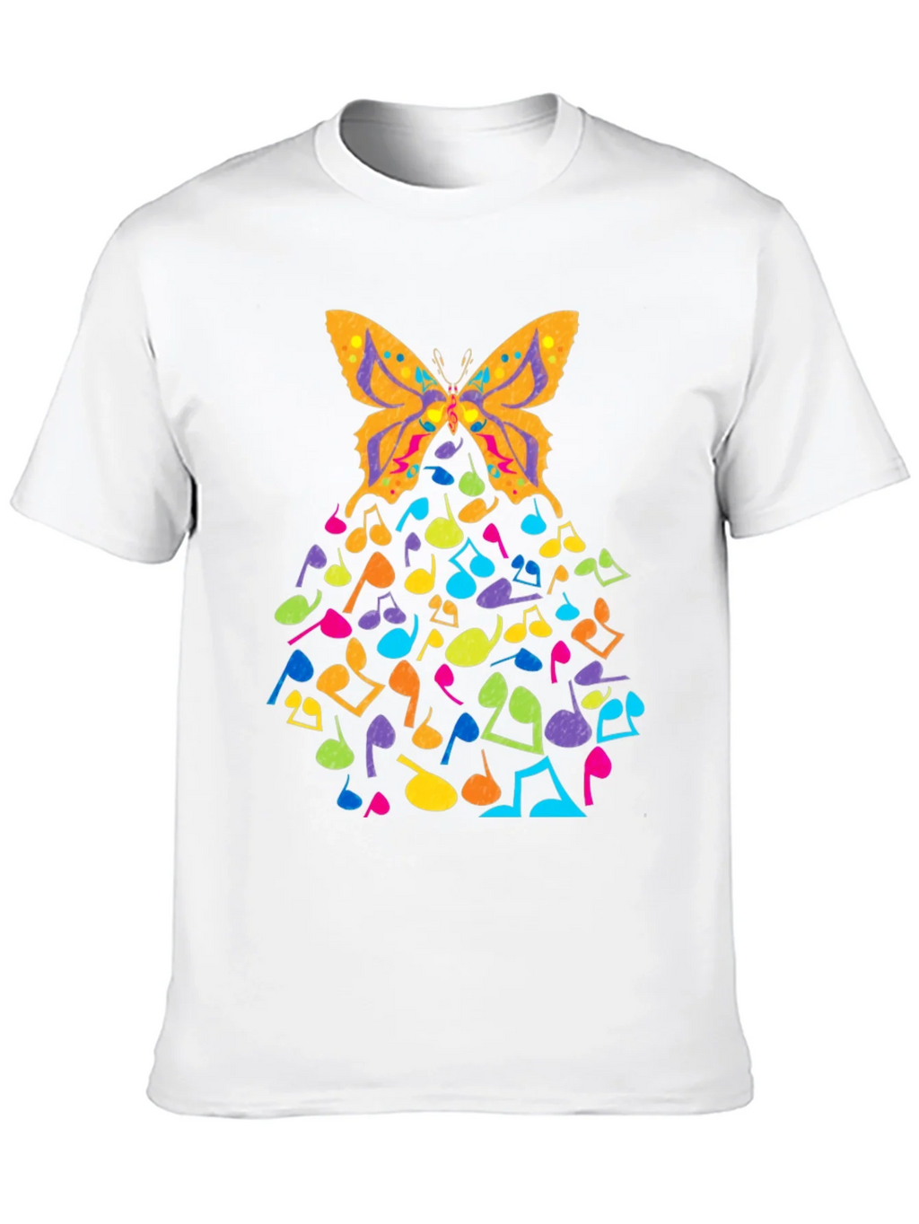 Butterfly Music Notes Graphic Black T-Shirt product image 9