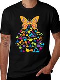 Butterfly Music Notes Graphic Black T-Shirt product image 1