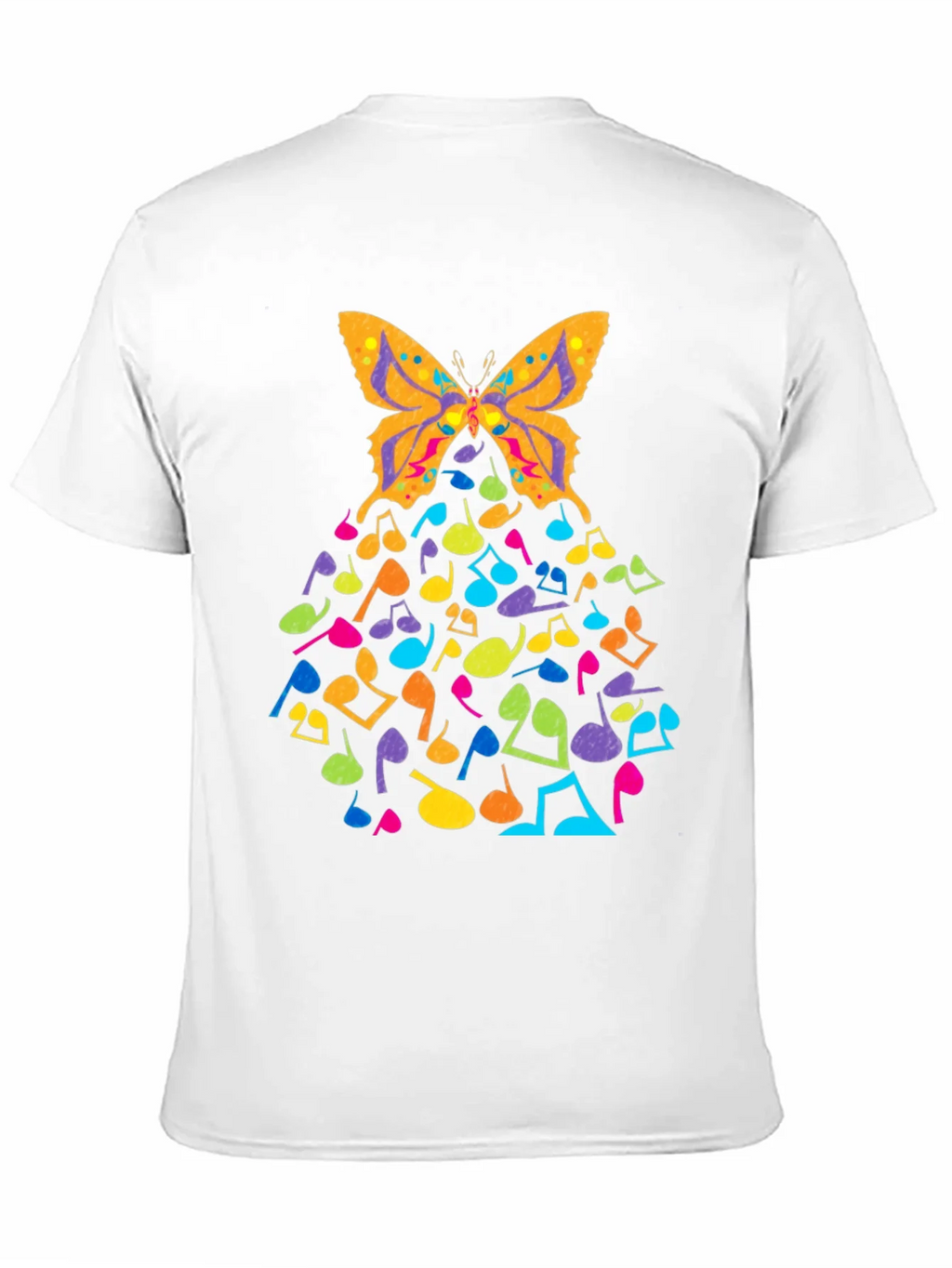 Butterfly Music Notes Graphic Black T-Shirt product image 10