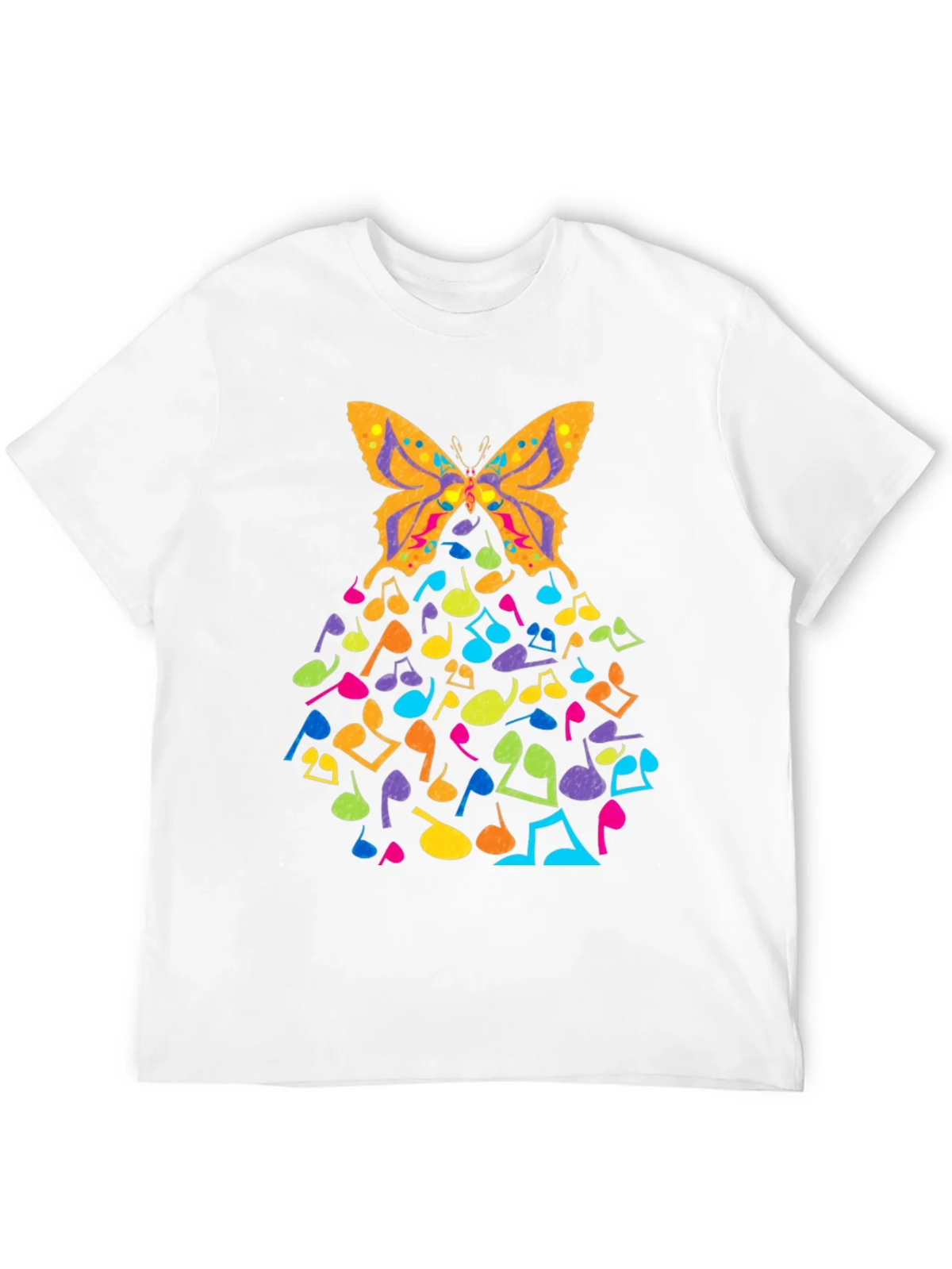 Butterfly Music Notes Graphic Black T-Shirt product image 11