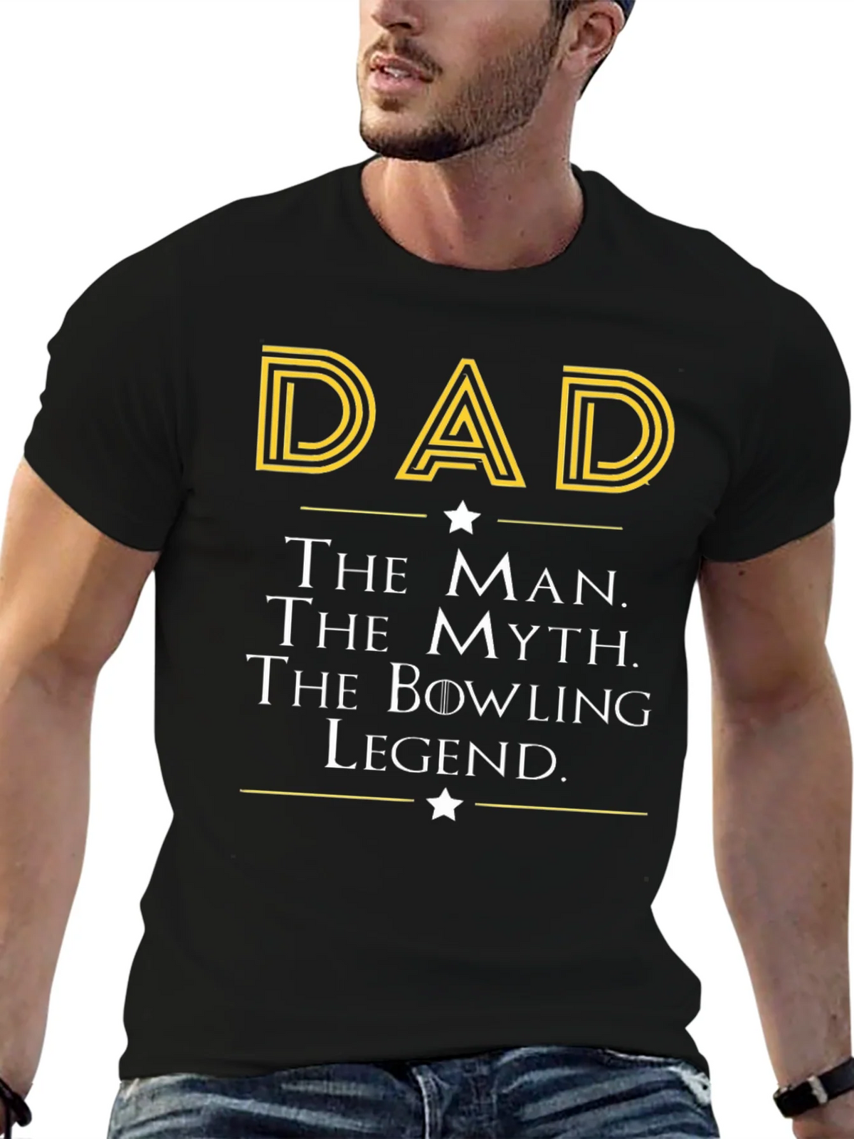 Dad The Man Myth Bowling Legend Black T-Shirt product image 6