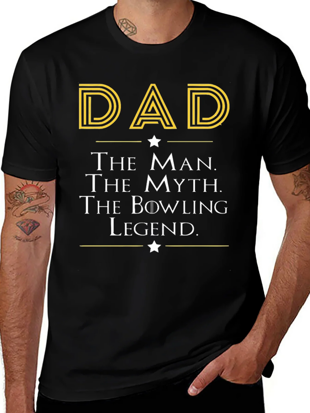 Dad The Man Myth Bowling Legend Black T-Shirt product image 1