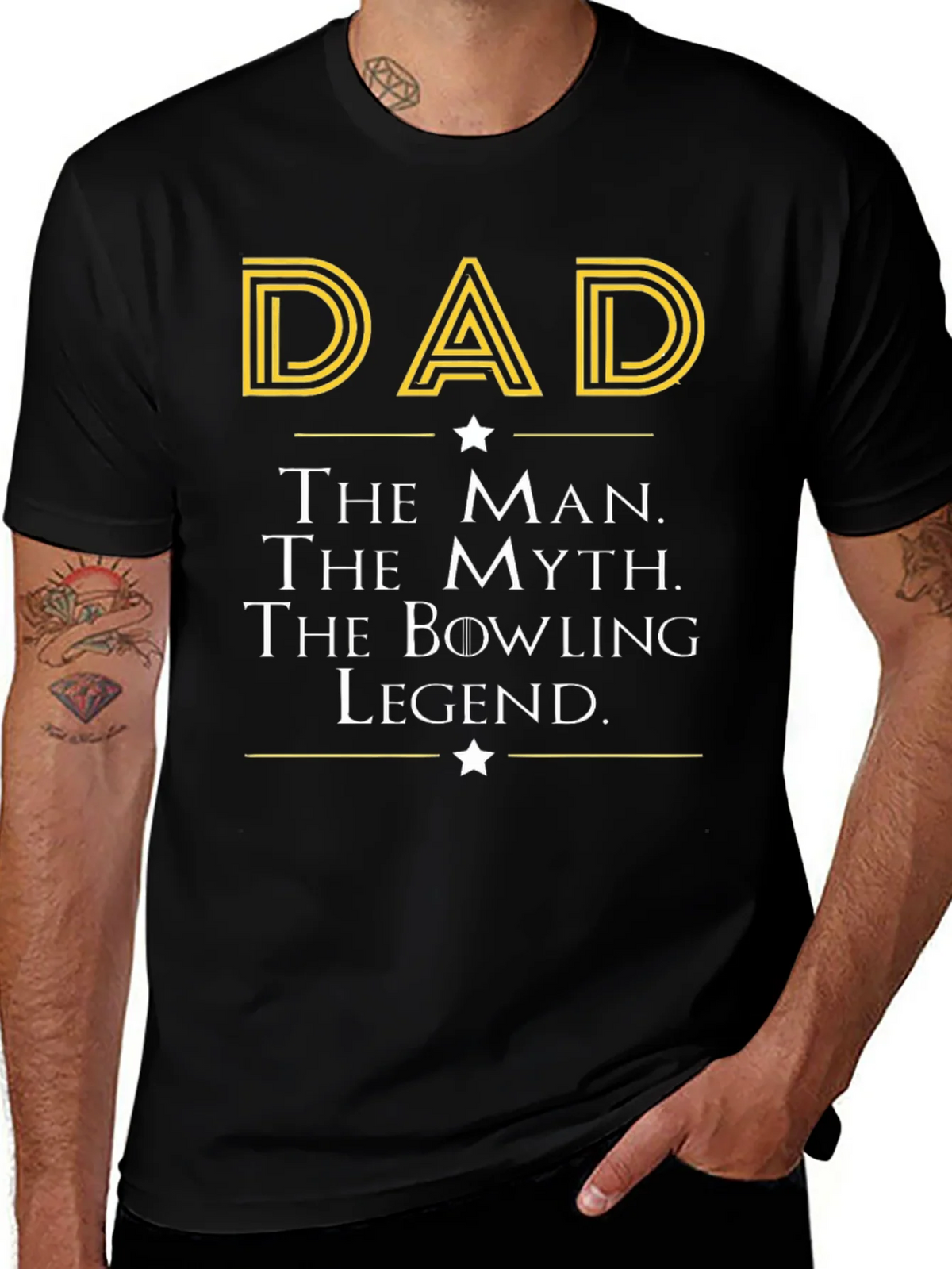 Dad The Man Myth Bowling Legend Black T-Shirt product image 1