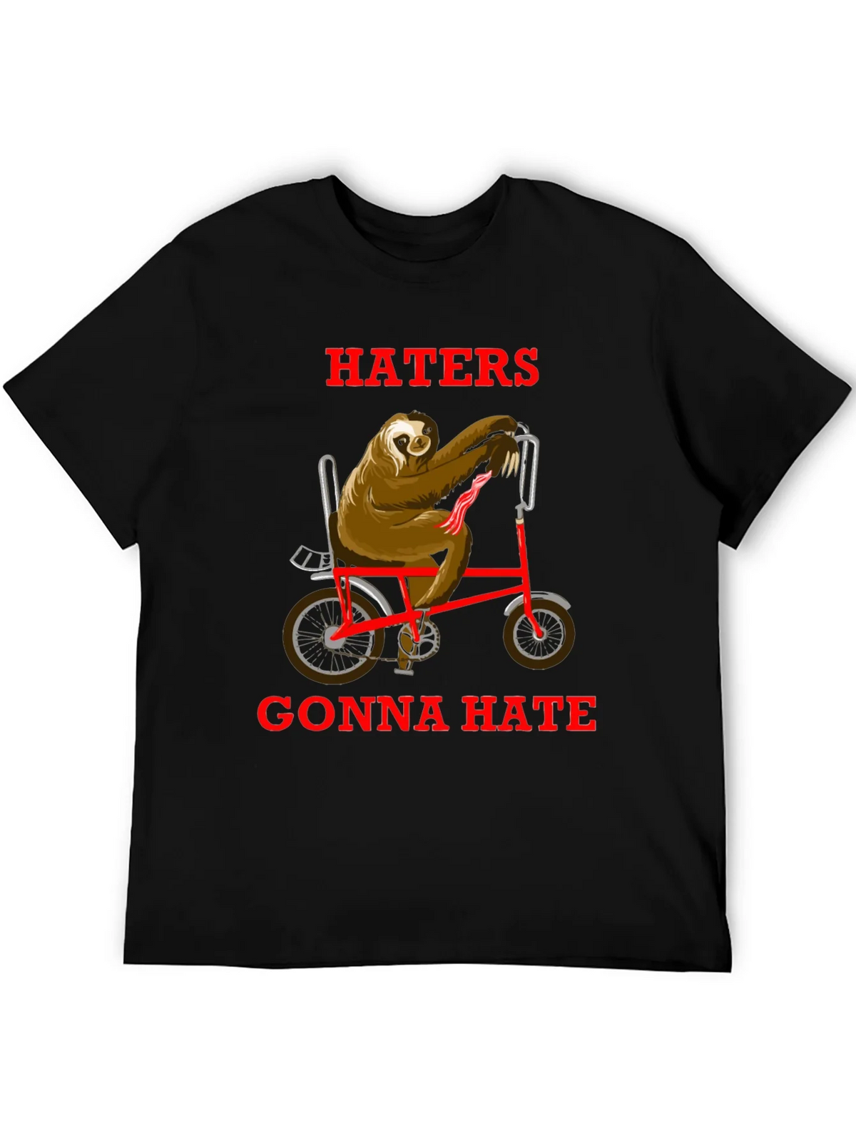 Haters Gonna Hate Sloth on Bike T-Shirt product image 5