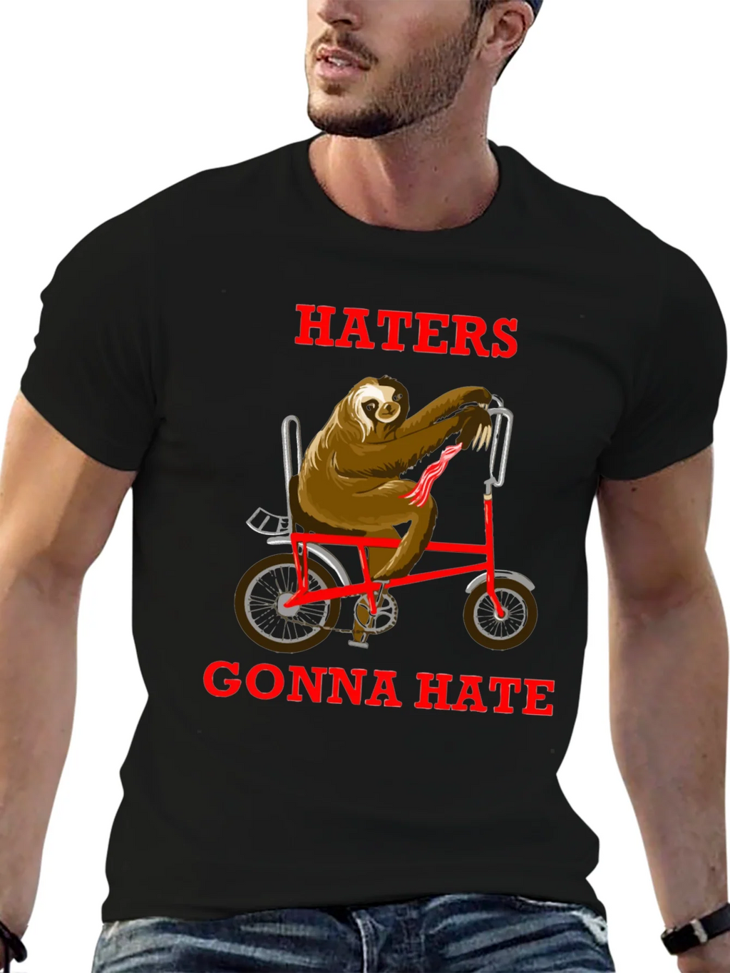 Haters Gonna Hate Sloth on Bike T-Shirt product image 6