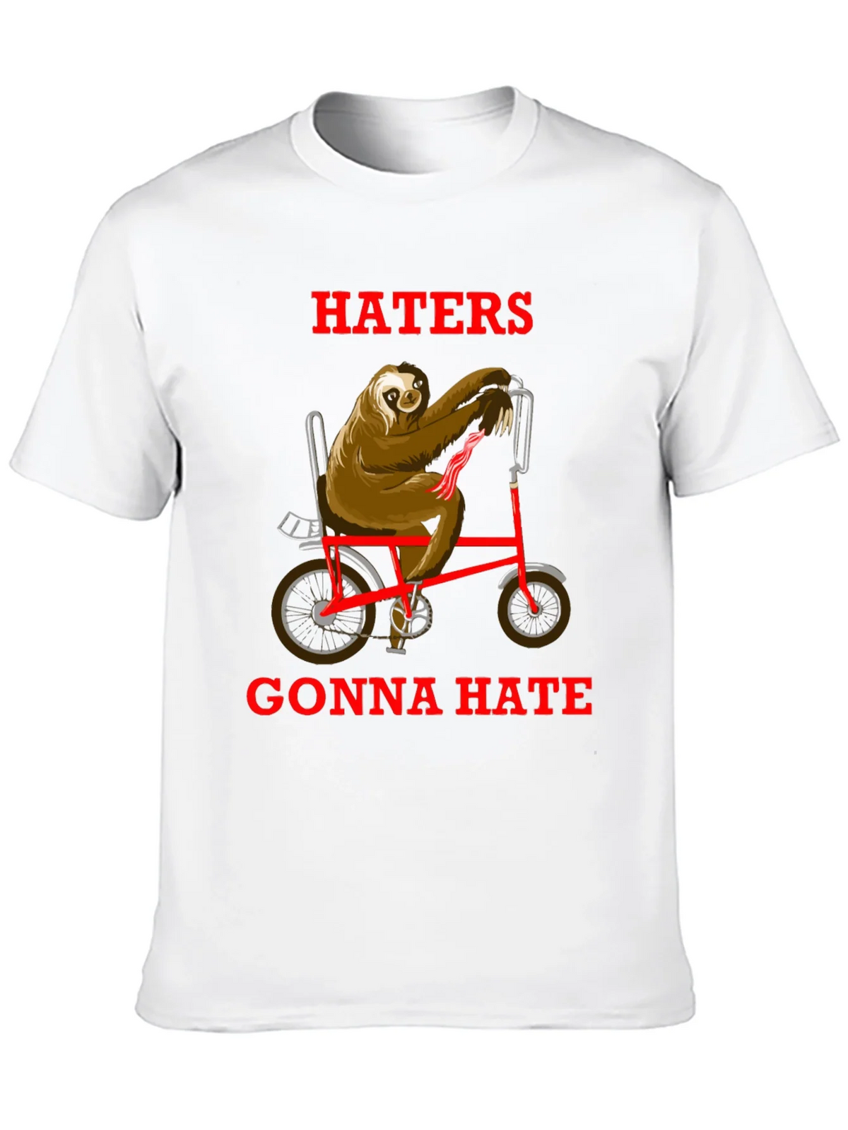 Haters Gonna Hate Sloth on Bike T-Shirt product image 9