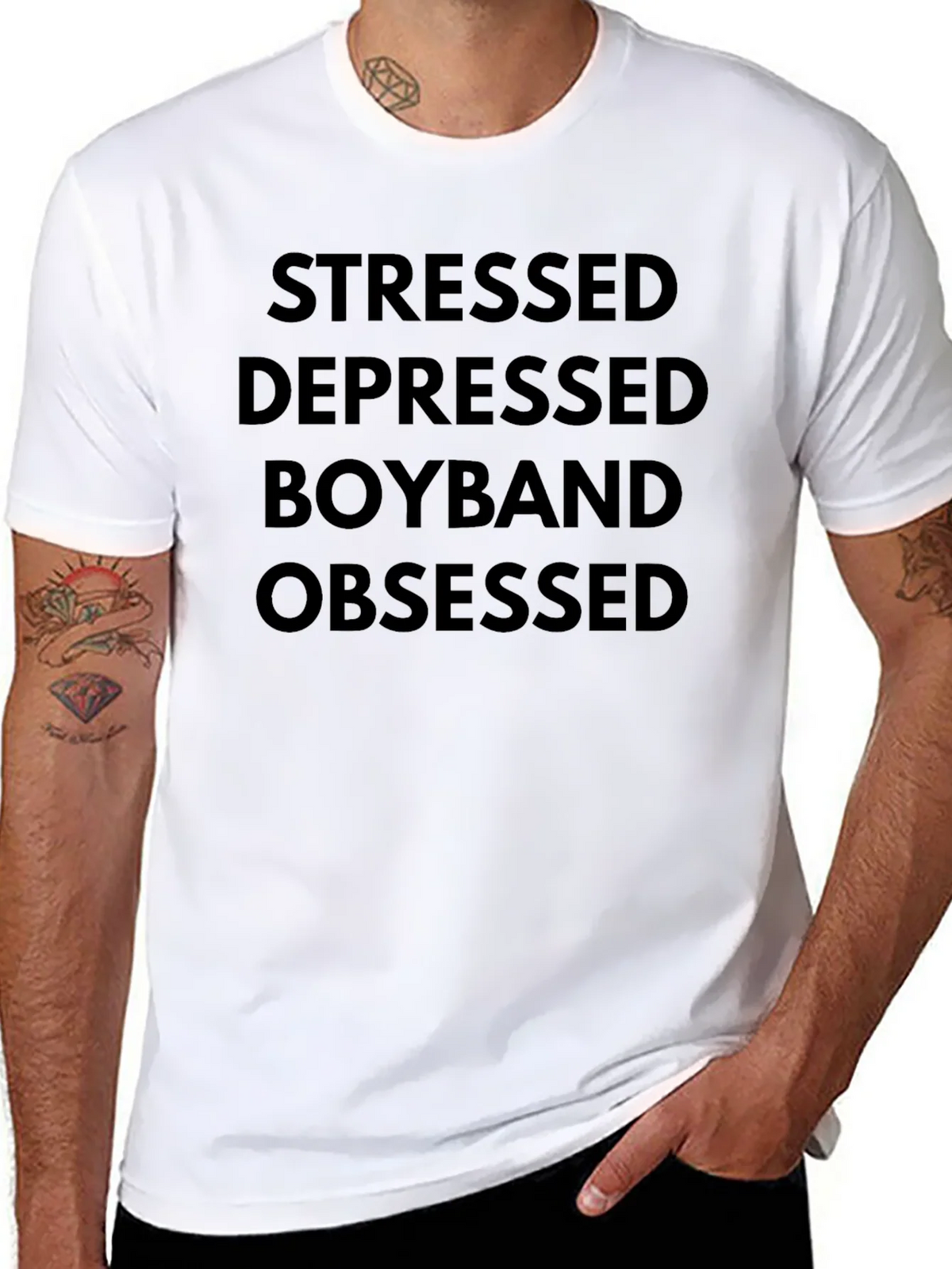 Stressed Depressed Boyband Obsessed Graphic Tee product image 7