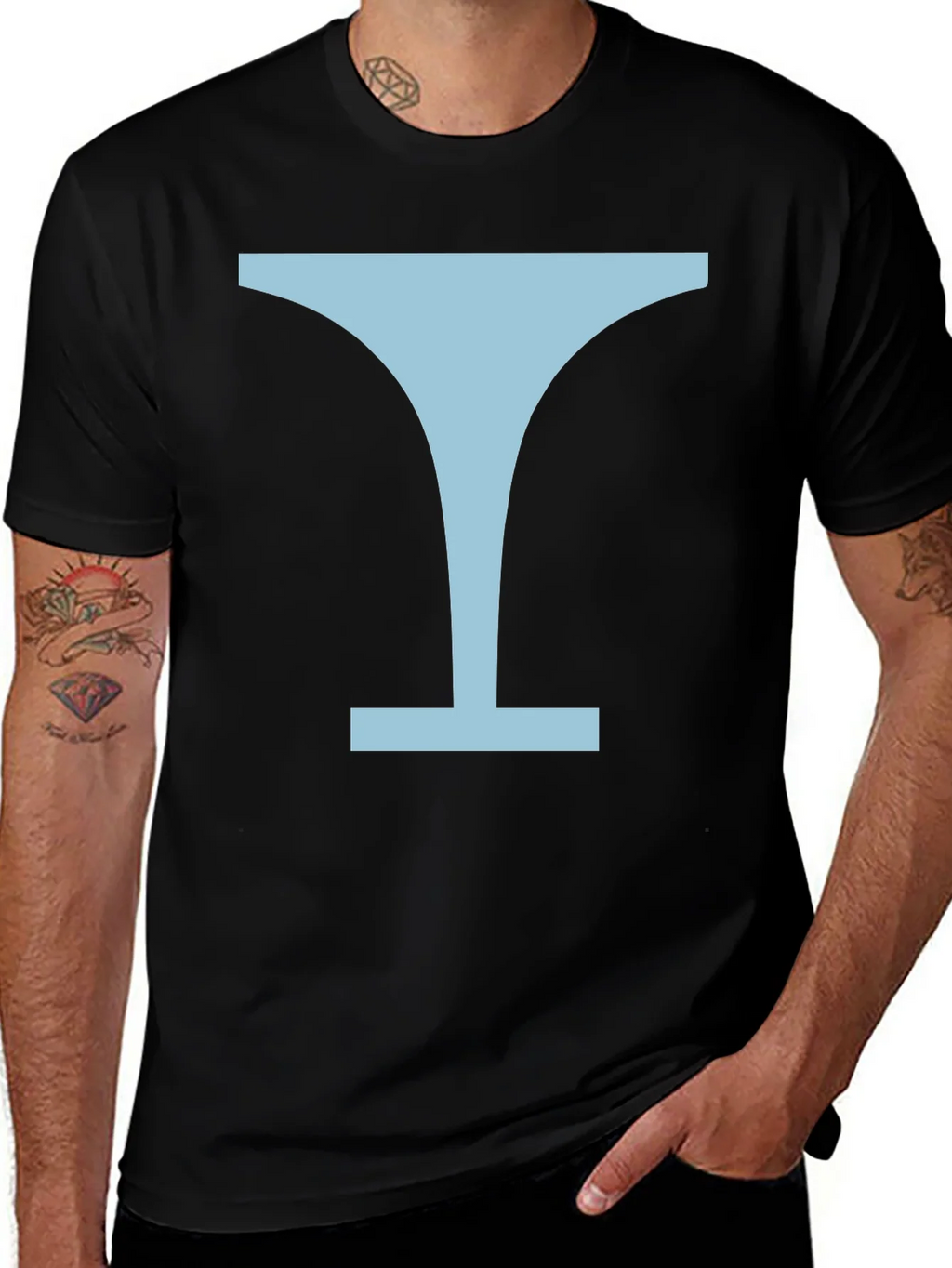 Minimalist Martini Glass Graphic Tee - Black product image 1