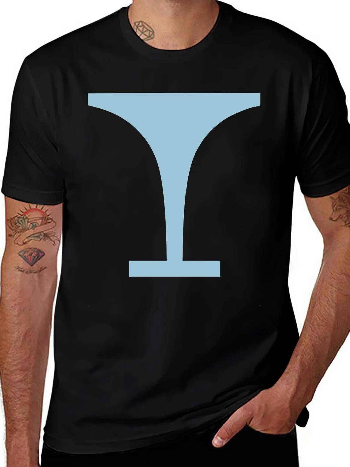Minimalist Martini Glass Graphic Tee - Black product image 1