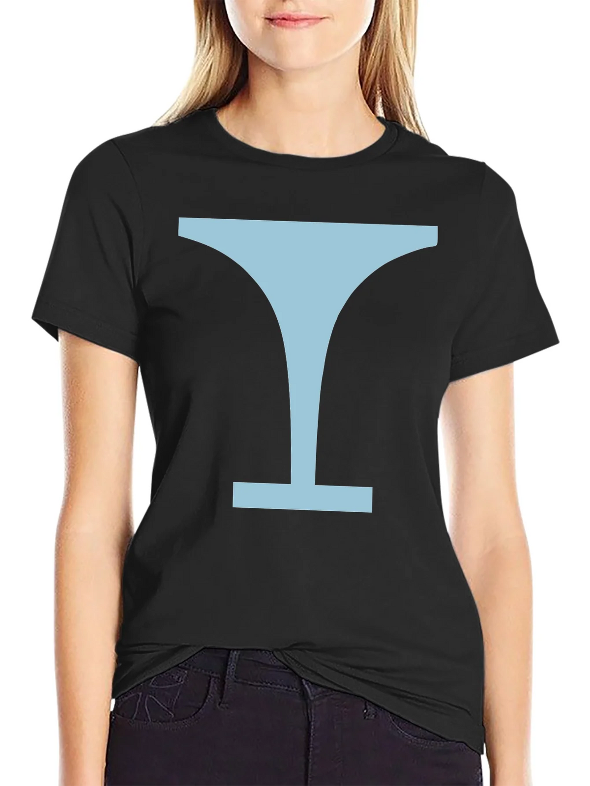 Minimalist Martini Glass Graphic Tee - Black product image 2