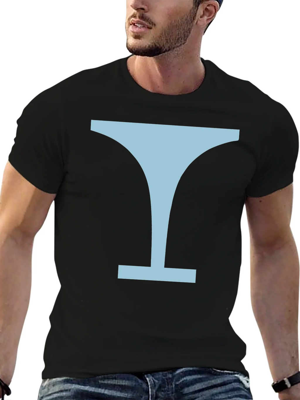 Minimalist Martini Glass Graphic Tee - Black product image 6