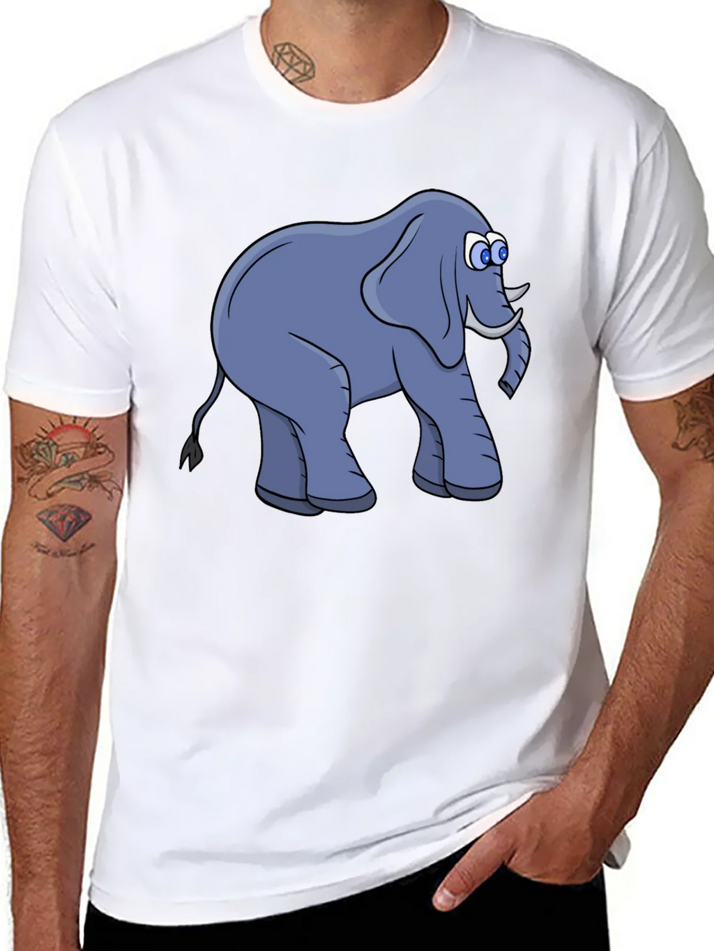 Elephant Cartoon Black T-Shirt product image 7