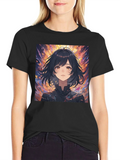 Anime Girl Black T-Shirt product image 1