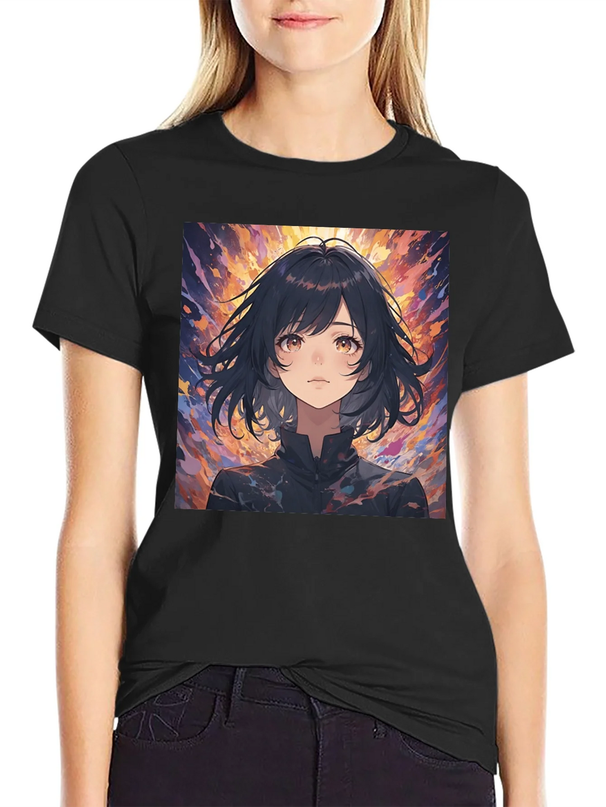 Anime Girl Black T-Shirt product image 1
