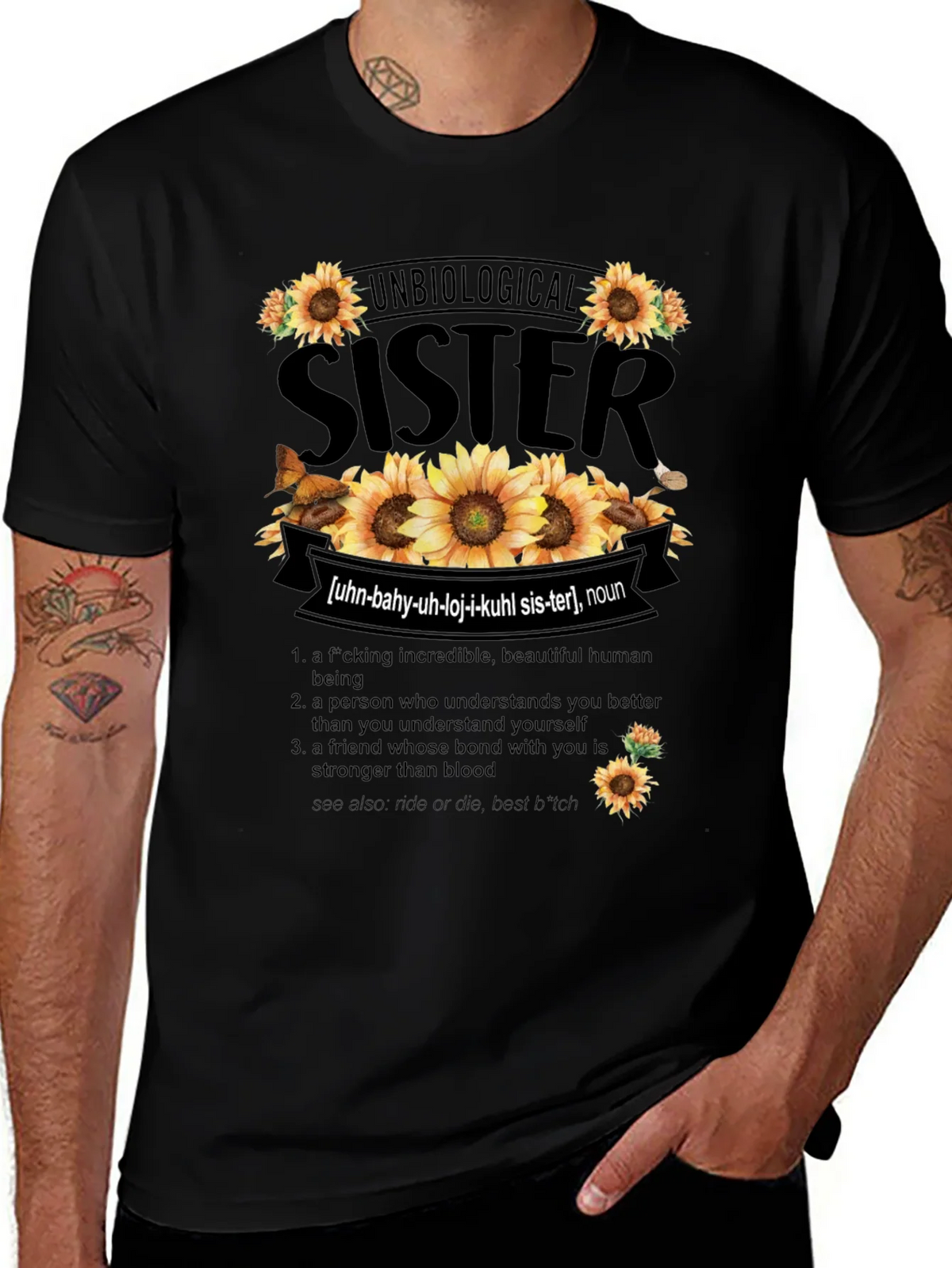 Unbiological Sister Sunflower Graphic T-Shirt product image 1