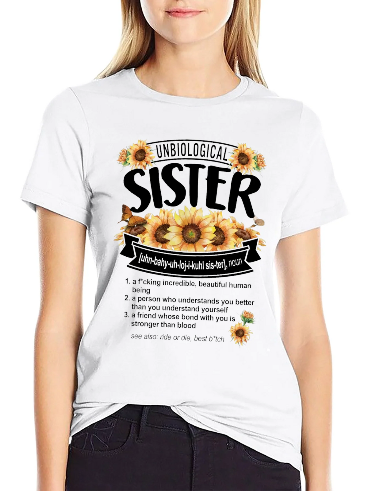 Unbiological Sister Sunflower Graphic T-Shirt product image 5