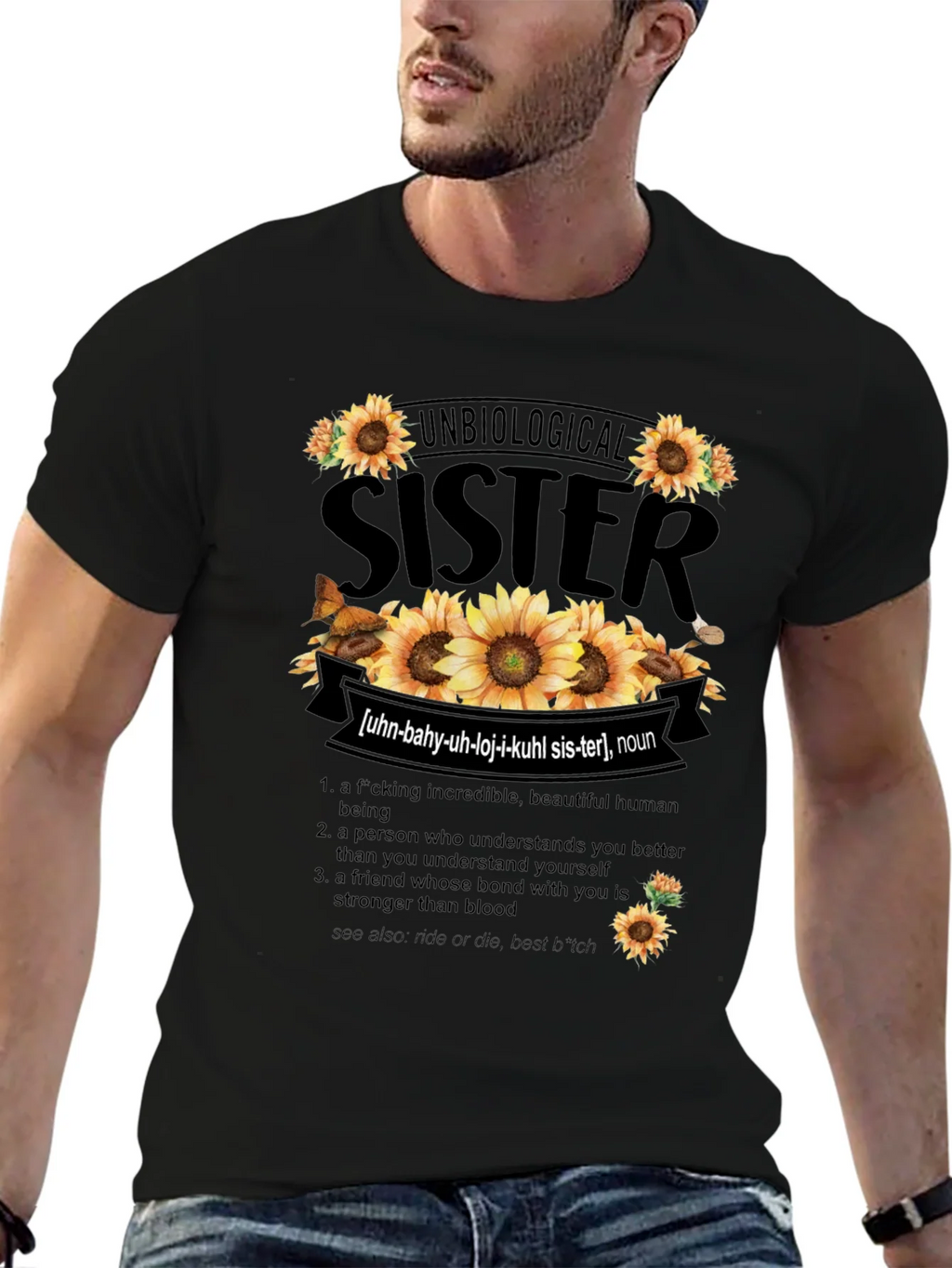 Unbiological Sister Sunflower Graphic T-Shirt product image 3