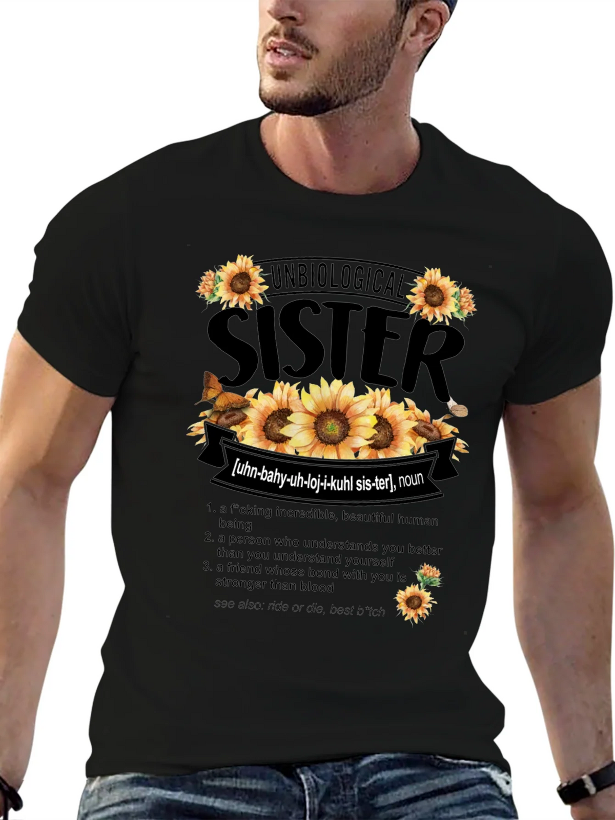 Unbiological Sister Sunflower Graphic T-Shirt product image 3