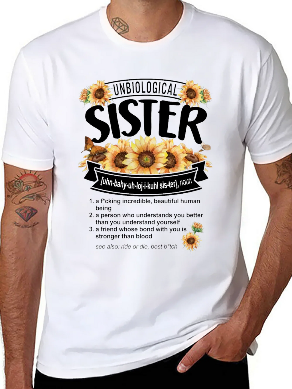 Unbiological Sister Sunflower Graphic T-Shirt product image 4