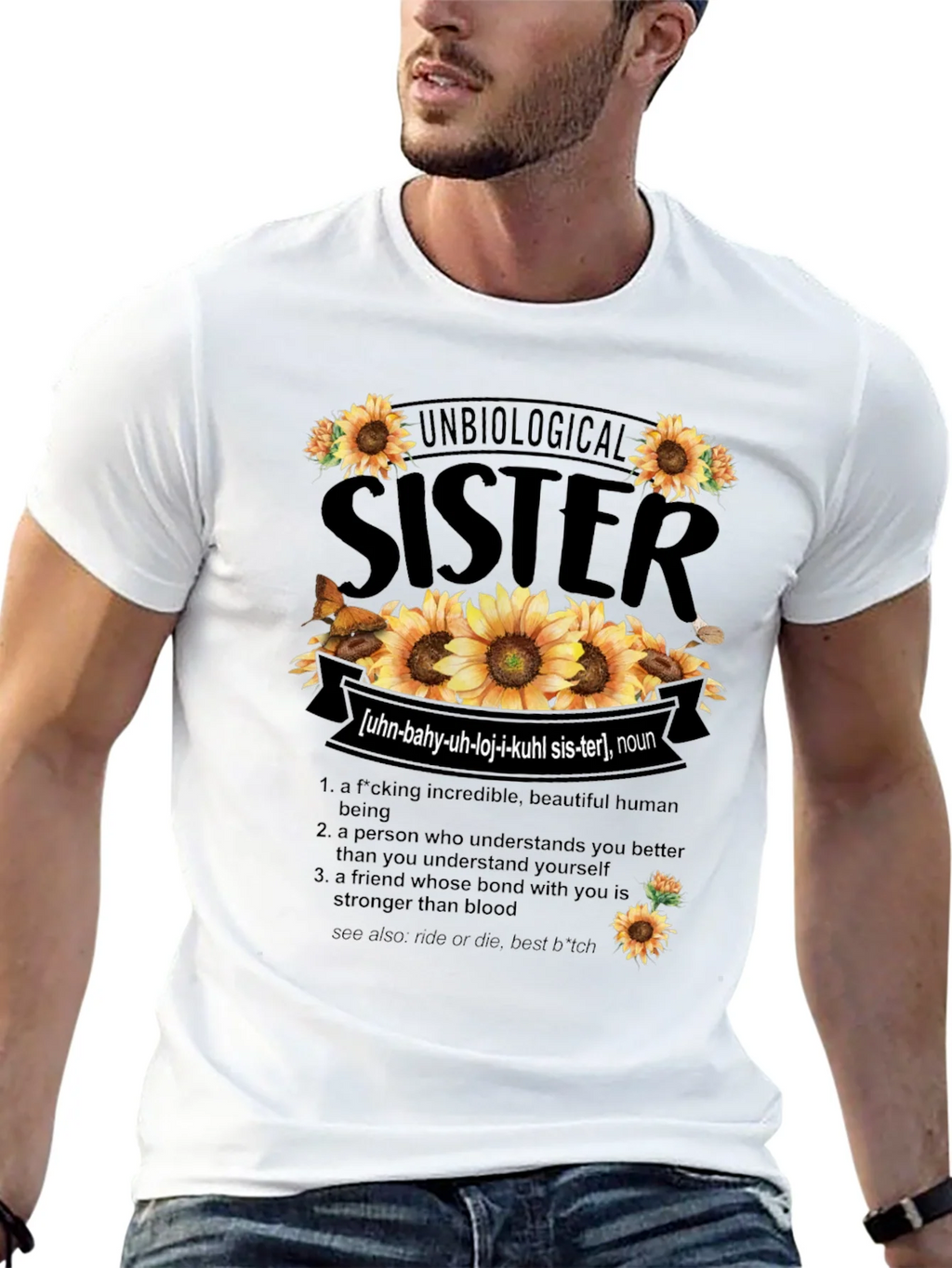 Unbiological Sister Sunflower Graphic T-Shirt product image 7