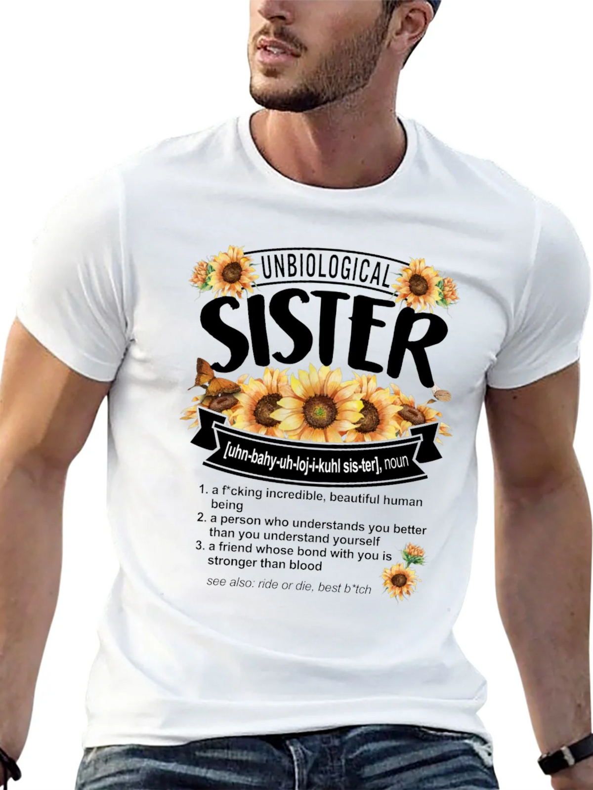 Unbiological Sister Sunflower Graphic T-Shirt product image 7